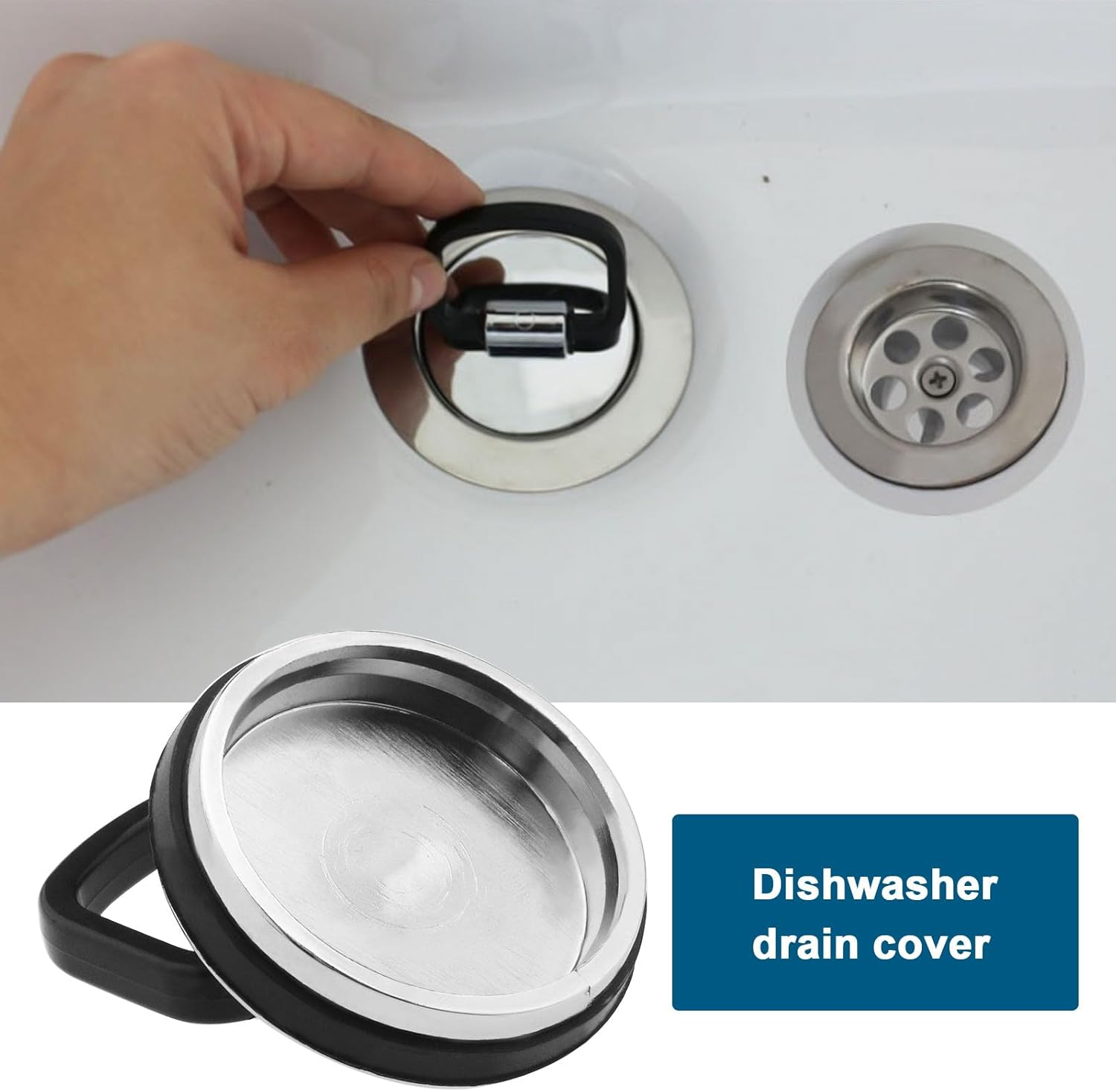 SING F LTD 2PCS Kitchen Sink Plug with Pull Handle 46Mm Diameter Bath Plug Chrome-Plated ABS Plastic Bathroom Washbasin Drain Stopper Waste Drain Cover image number 6