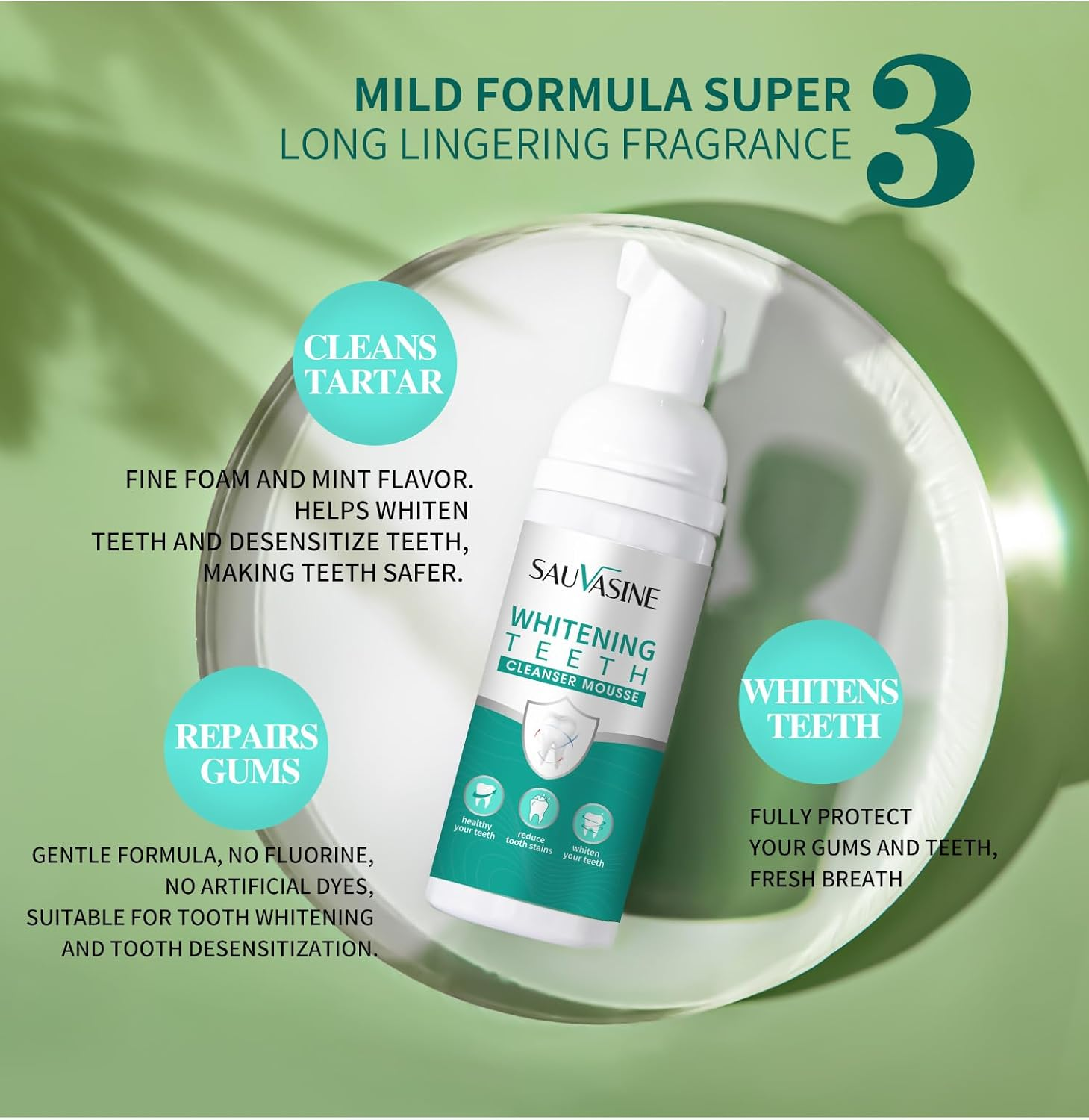 Teeth Whitening Mousse, 50Ml, Dense Foam Cleanser with Fresh Breath Protection, All-In-One Oral Care