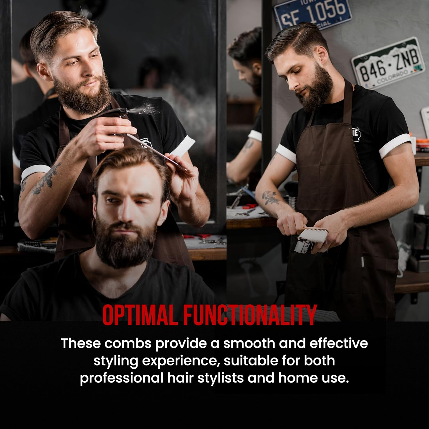 The Shave Factory Heat Resistant Black Combs - Essential for Professional Hair Care - Made of Durable Material (Black 055) image number 2