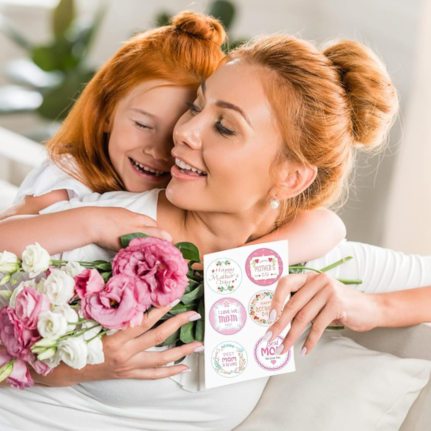 Mother'S Day Stickers,96Pcs Mom Tags Labels Bulk,16 Happy Mothers Day Stickers Sheets 2 Inch Large round Self-Adhesive Envelope Seals for Gift Wrap Present Box Tag Letter Card Decoration image number 4