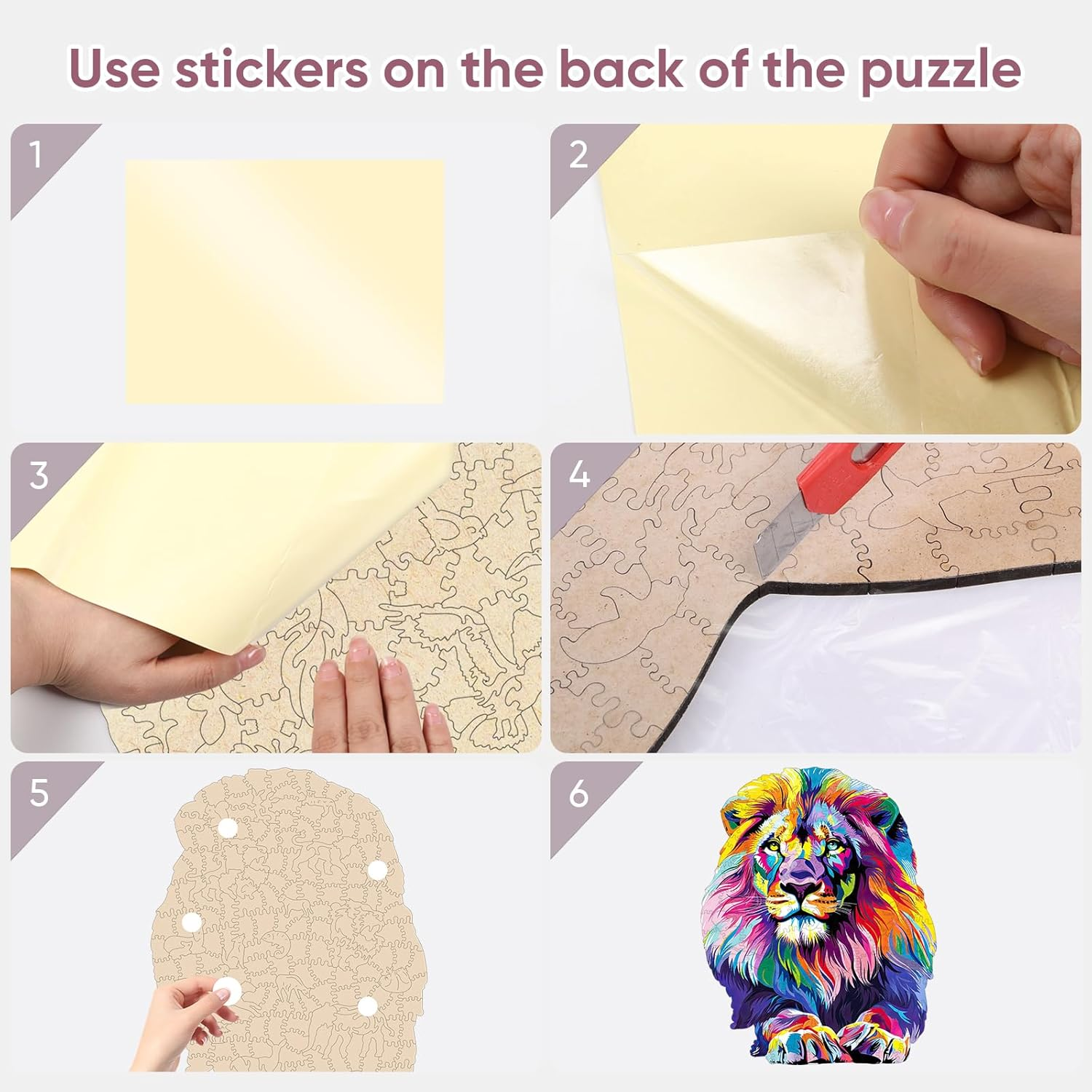 Wooden Puzzles for Adults, Lion Jigsaw Puzzles 200 Pieces, Unique Shaped Puzzle for Adults and Kids, Ghristmas Gift Family Game 10.8 X 11.2 Inch