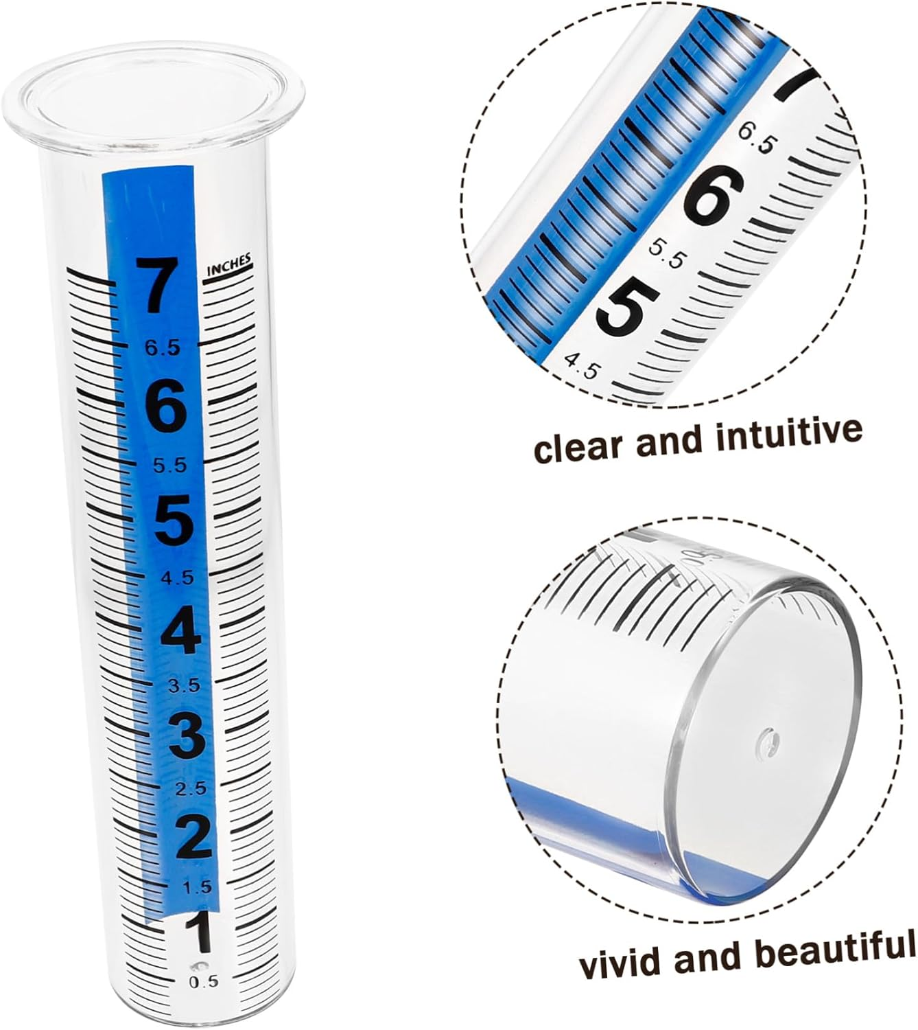 Abaodam Transparent Rain Gauge with Scale Outdoor Plastic Rain Measuring Tube for Garden Lawn Watering Accurate Precipitation Collector Tool with Blue Markings Read Measurement image number 5