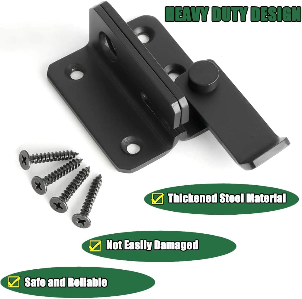 Flip Latch Gate Latches Slide Bolt Latch Safety Door Lock Catch for Barn Cabinet Garden Bathroom Garage Window Sliding Door Shed Lock (Black - Left Open, L 62 * 56MM) image number 7