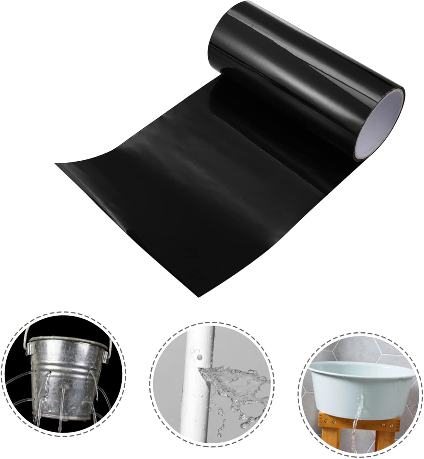 1 Roll Quick Repair Tape Waterproof Tape for Water Sealing Pipes Basins Car Awnings Buckets Self Adhesive Patches Black 20Cm X 1.5M image number 6