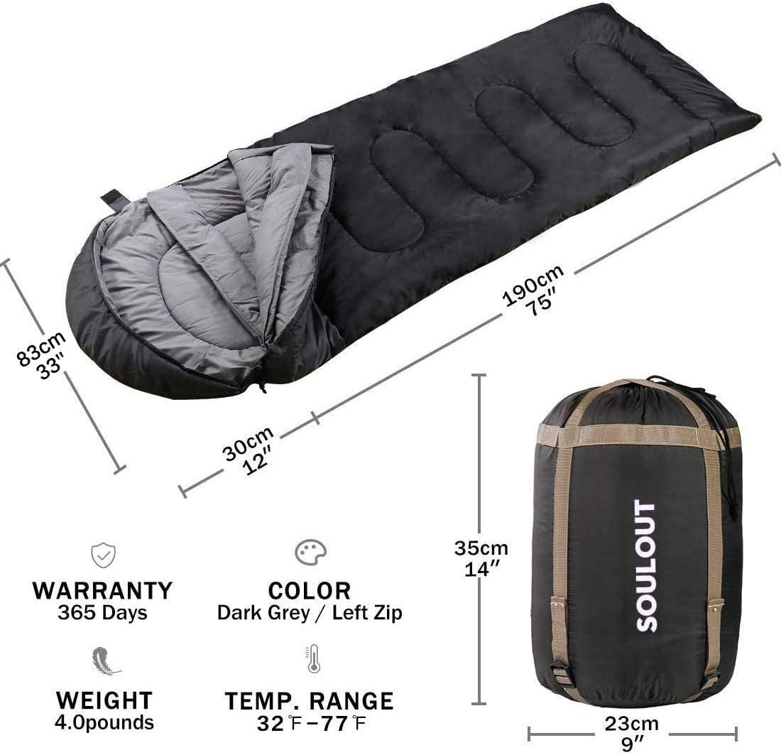 Sleeping Bag - 4 Seasons Warm Cold Weather Lightweight, Portable, Waterproof Sleeping Bag with Compression Sack for Adults & Kids - Indoor & Outdoor: Camping, Backpacking image number 2