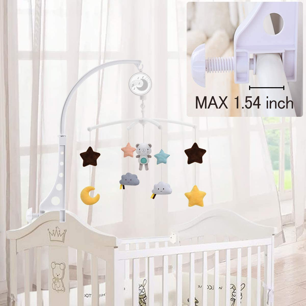 Baby Musical Crib Mobile with Hanging Rotating Toys,Infant Bed Decoration for Newborn Boys and Girls image number 1