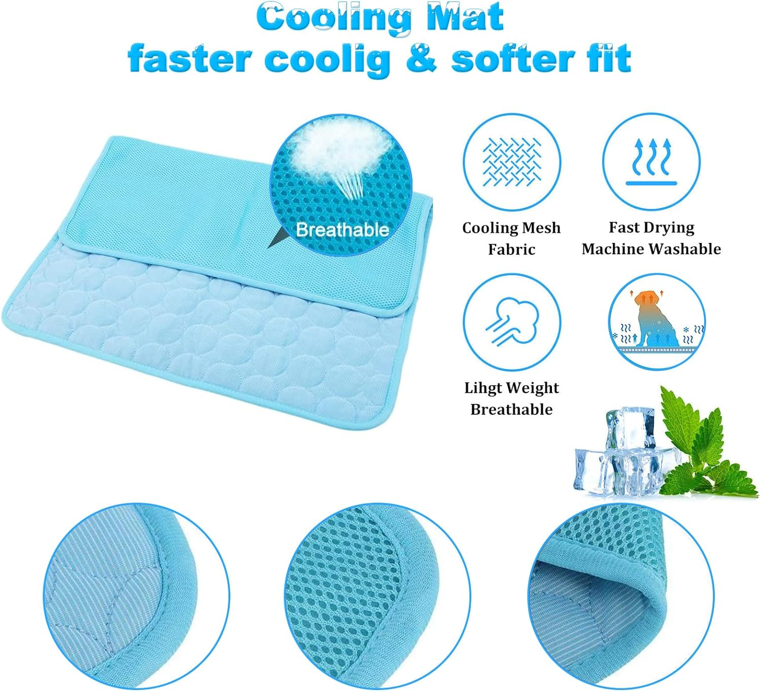 Keplde Dog Cooling Mat,Pet Cooling Mats for Dogs Cats Ice Silk Cooling Pet Bed Summer Dog Cooling Mat Small Sleeping Cat Cooling Pad Mat for Pets, Kids and Adults- Machine Washable(21" X 25") image number 2