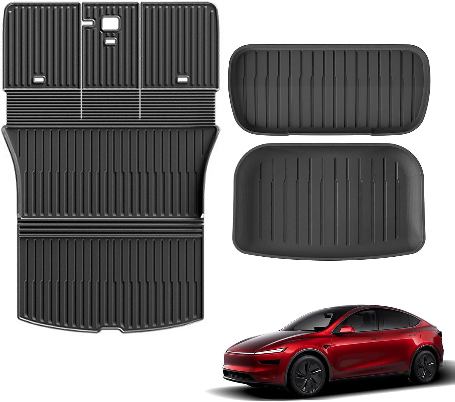 3 PCS Trunk Mats & Frunk Mat & Backrest Mats Compatible with New 2025 2026 Tesla Model Y Juniper 5-Seats All Weather TPE Cargo Mat Frunk Liner Trunk Lower Pad Accessories Interior image number 1