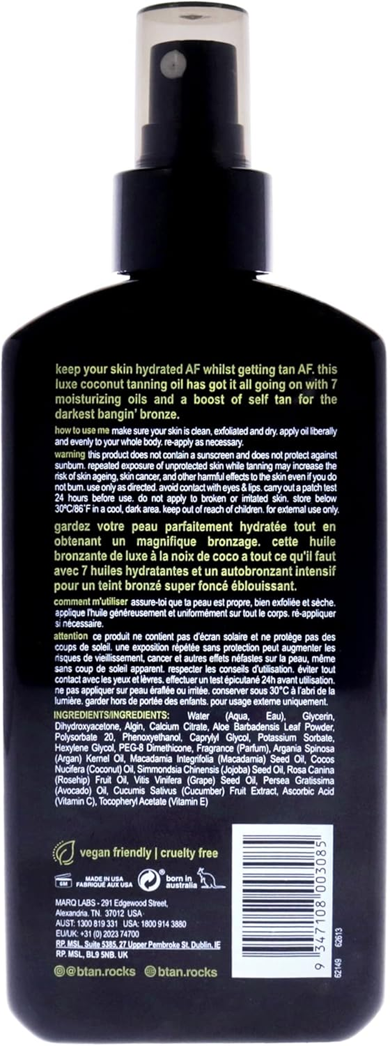 B.Tan Tanned AF Intensifier Dry Tanning Oil for Unisex 8 Oz Oil image number 1