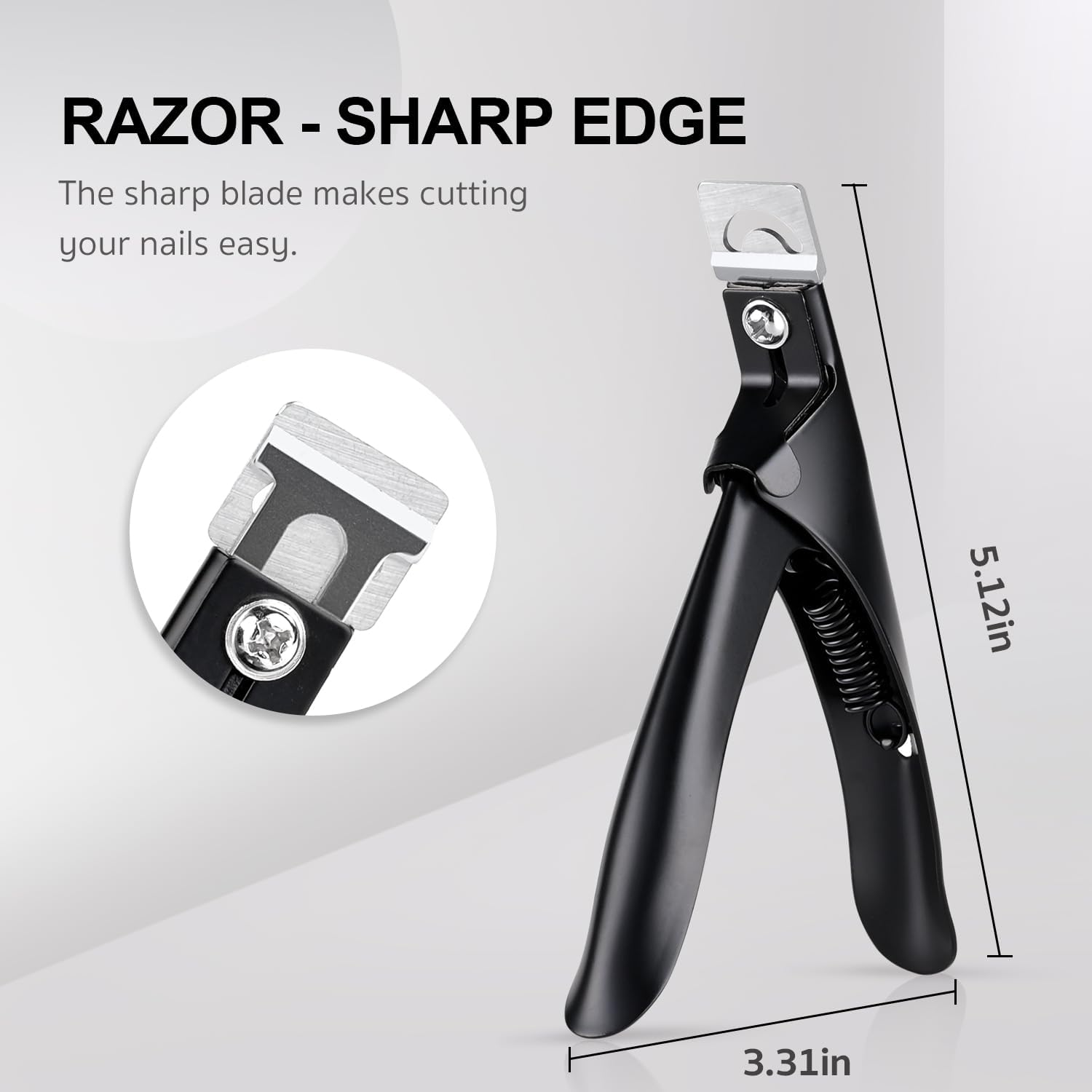 GAOY Acrylic Nail Clippers, Professional Stainless Steel Edge Cutter for False Nail Tips, Salon & Home Use Sharp Blade Clip Manicure Tool, Black - Black image number 2