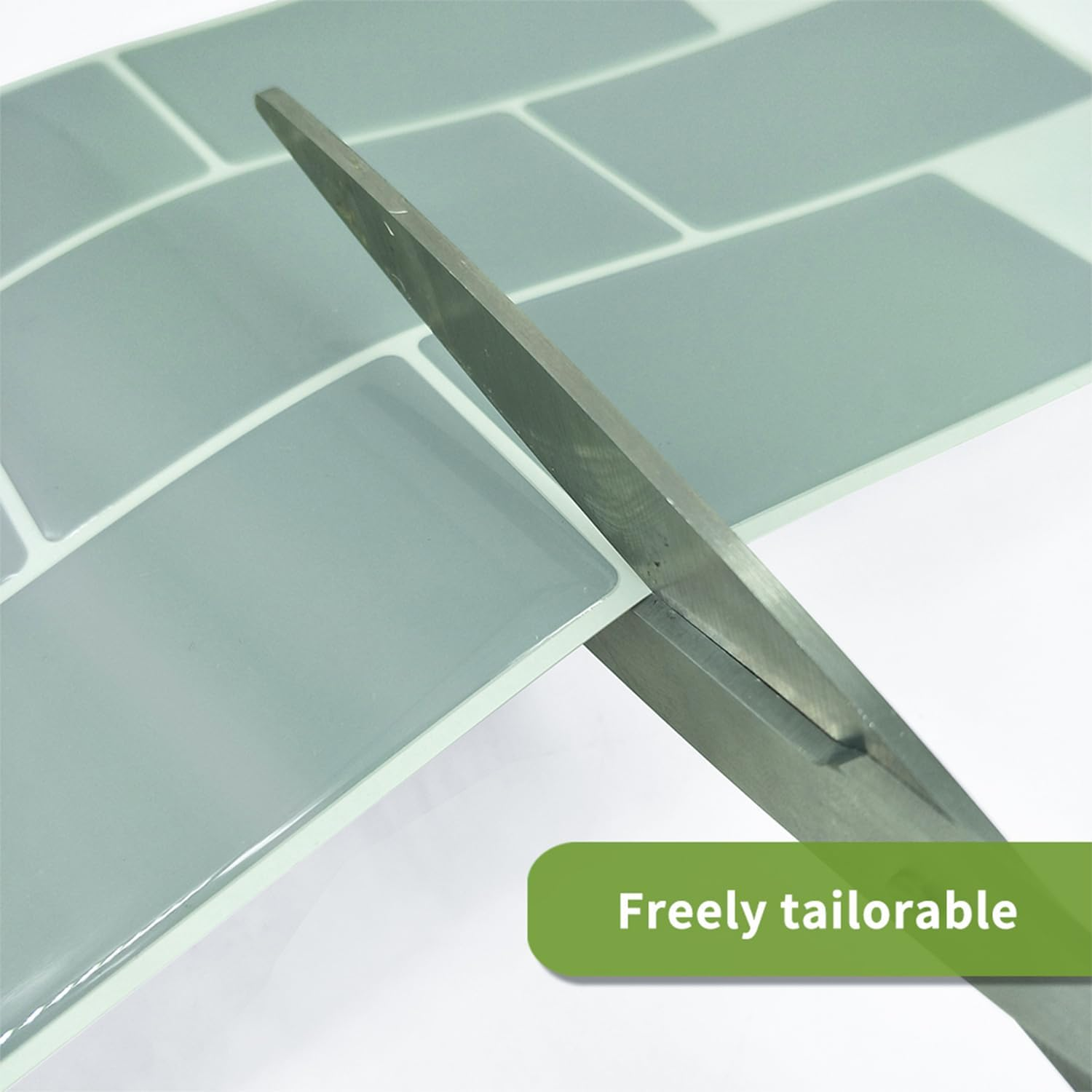 Neukids Pack of 10 30 X 13 Cm 3D Sage Green Tile Stickers, Kitchen Splashback, Adhesive Tiles, Green, 3D Tile Stickers, Waterproof, Beautiful, Kitchen, Bathroom, Laundry Room, Motorhomes, Travel image number 1