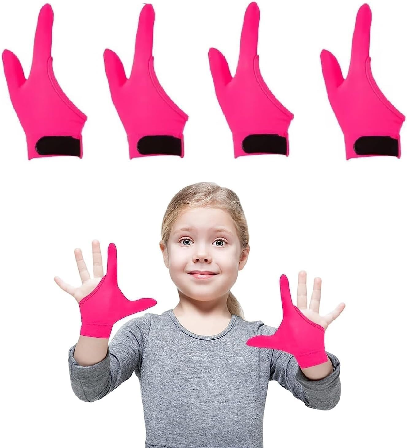 4 Pcs Thumb Sucking Guard Gloves for Ages 5-10, Breathable Sensory Gloves to Stop Thumb Sucking & Nail Biting, Soft Cotton anti Suck Guard with Chewy Compression (Pink) image number 1