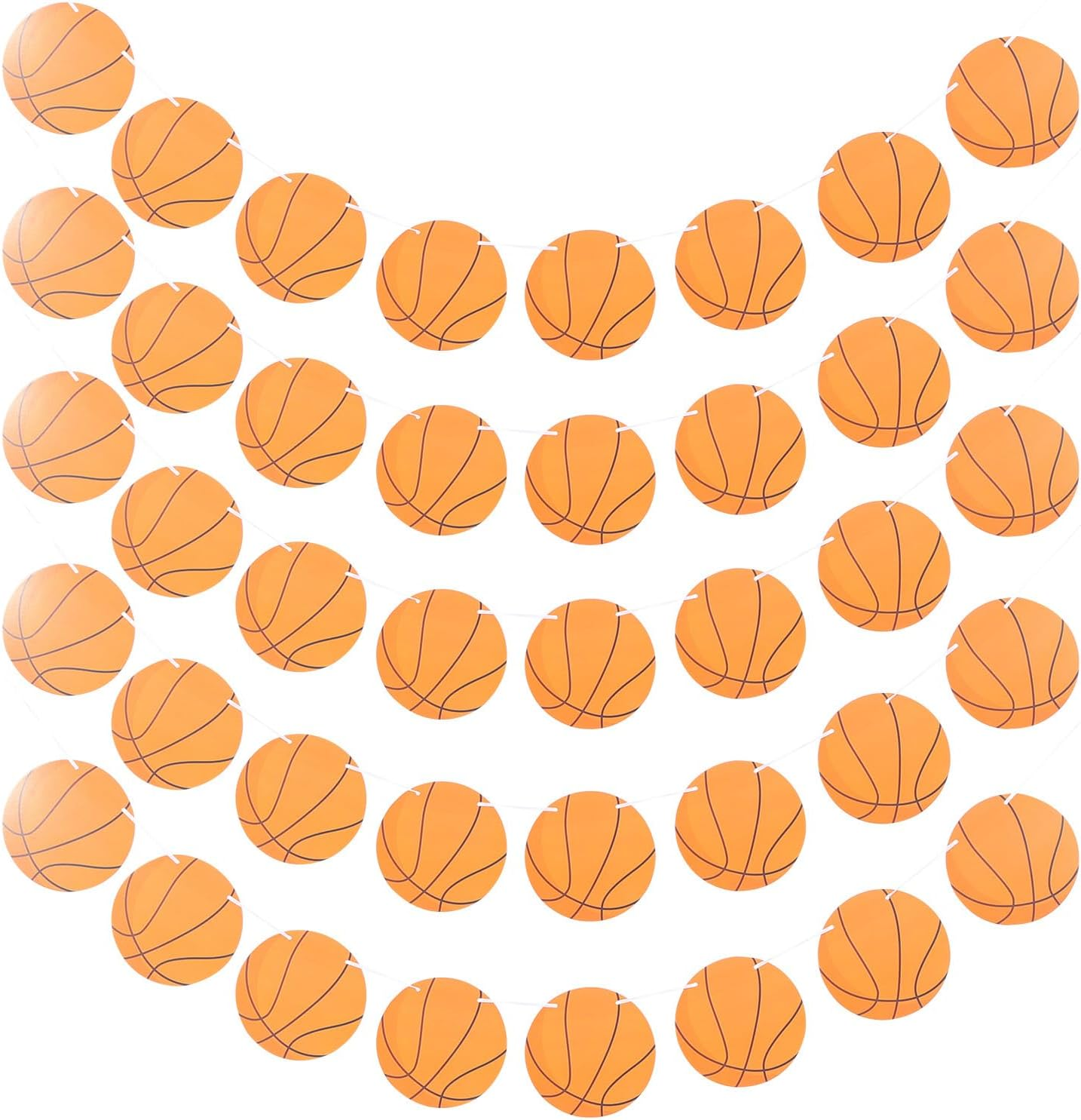 TOVINANNA Basketball Decorative Flag - 5Pcs Hanging Basketball Party Decorations for Birthday Sport Theme Banner Paper Garland for Kids Celebration image number 1
