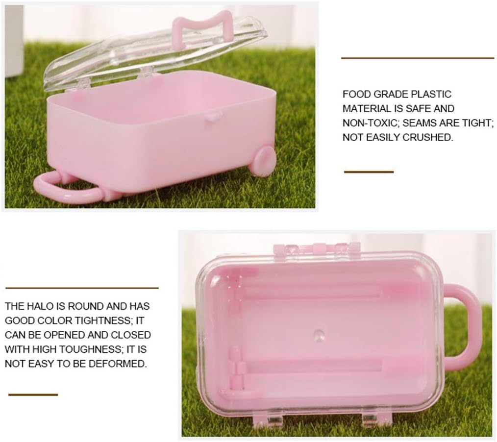 Voniecop White Mini Roller Travel Suitcase Candy Box Personality Wedding Candy Box Luggage Trolley Case Candy Toy Small Storage Box image number 4