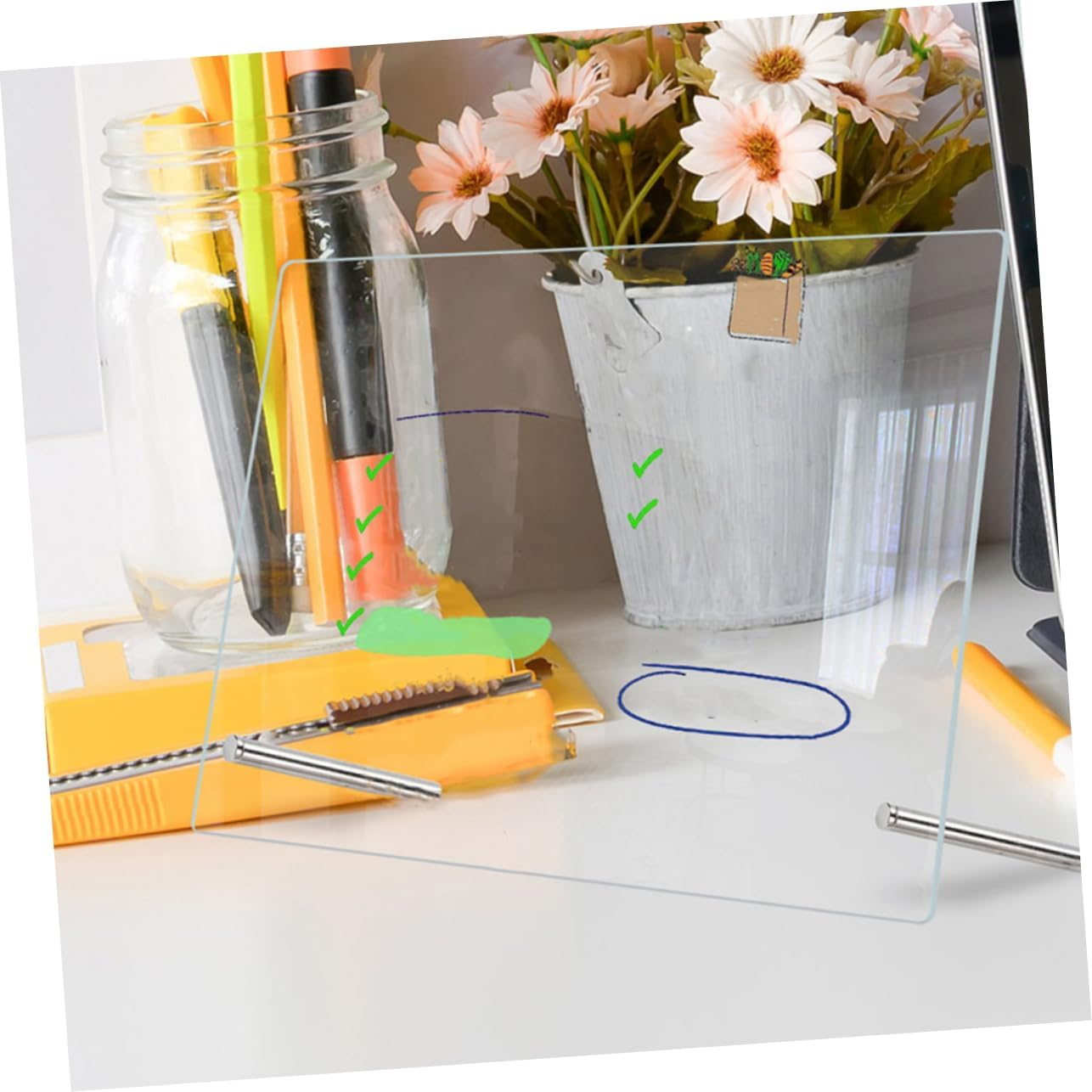 Tofficu Table Acrylic Memo Board Erasable Message Board Notepad Writing Office Supply image number 1