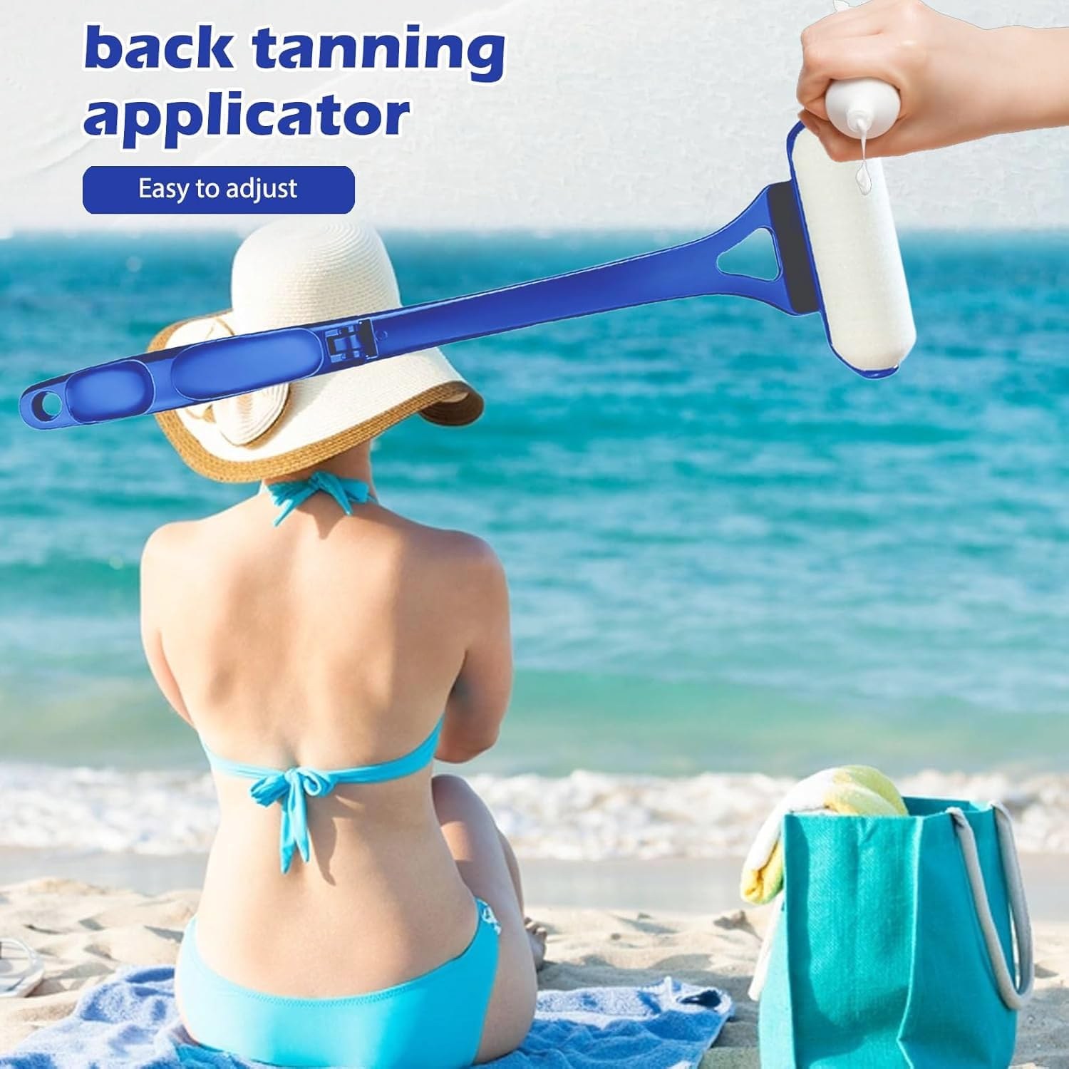 Xiaaofea Back Lotion Applicator Roller Handle, Smooth Roller for Easy Sunscreen & Moisturizer Application to Hard Reach Areas, Skin-Friendly Even Coverage Self Tan Lotion Applicator