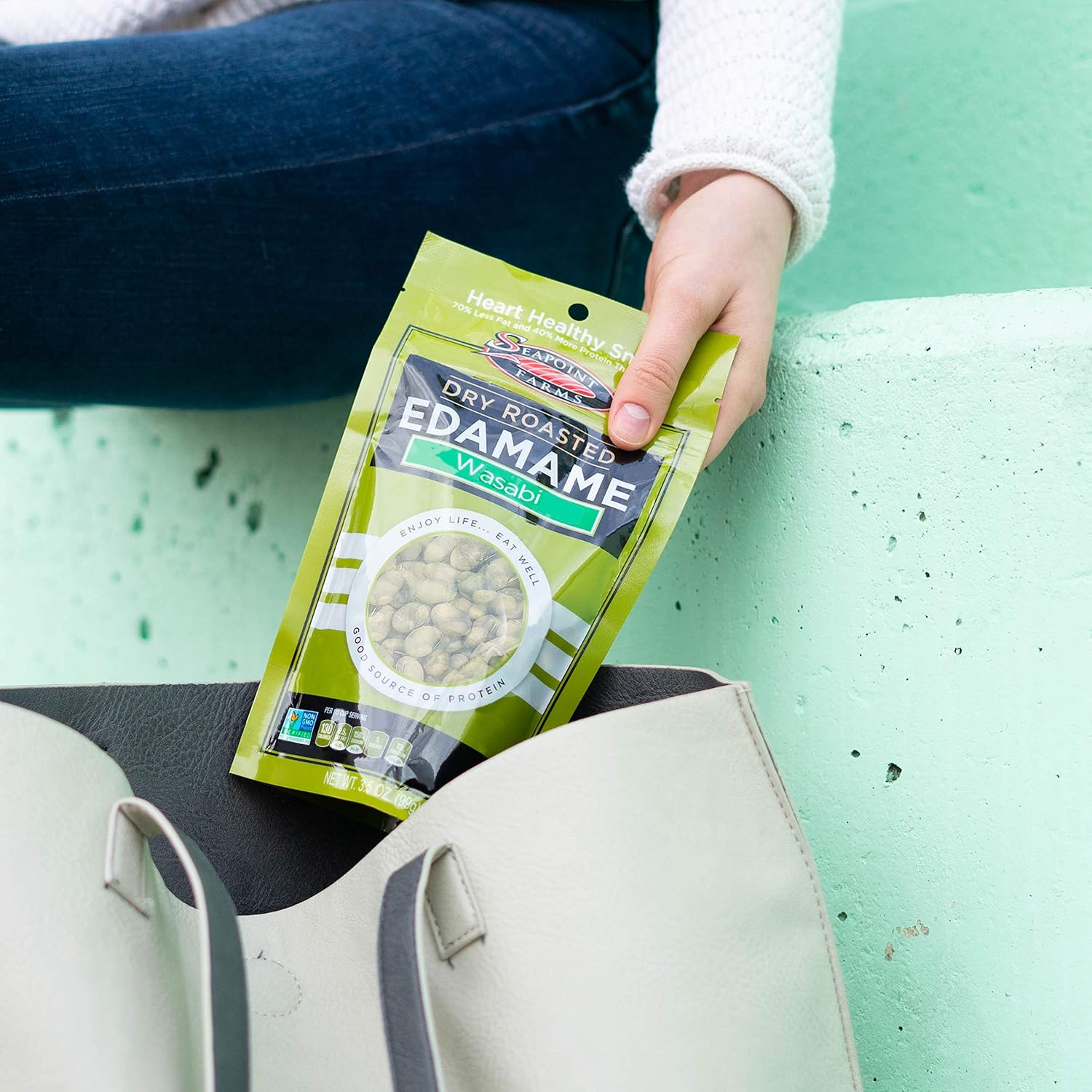 Seapoint Farms Wasabi Dry Roasted Edamame, Healthy Gluten-Free Snacks, 12-Pack