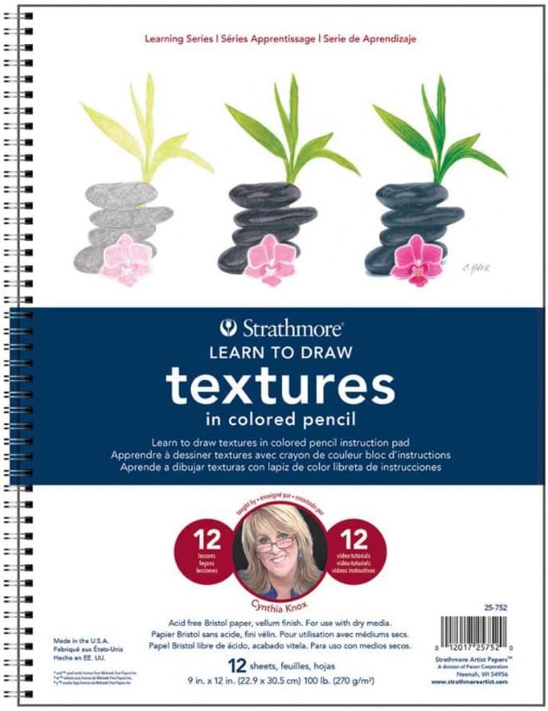 Strathmore (25-752 300 Learning Series Colored Pencil Textures Pad, White, 9X12 In - 9-X-12-Inch (Pack Of 2), Watercolor, Basics image number 3