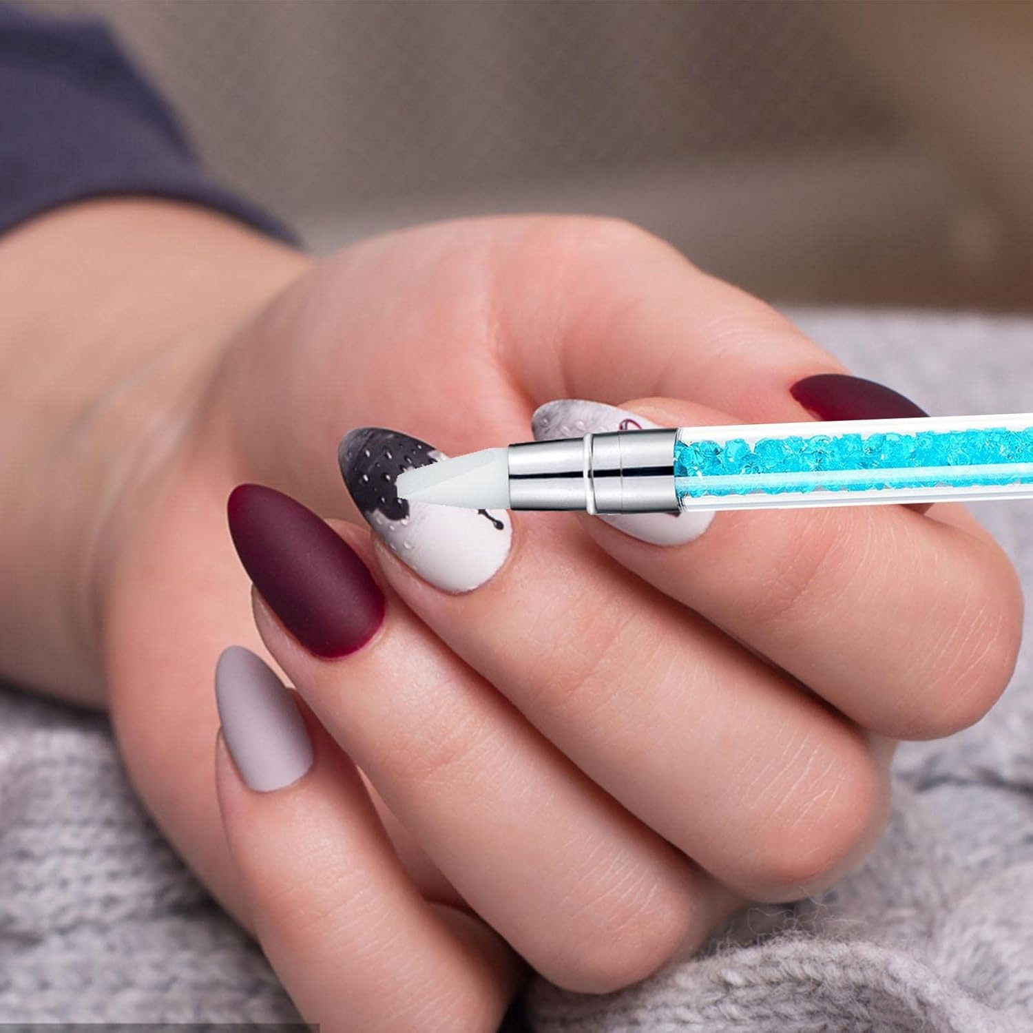 Silicone Nail Brush - Nail Tools for - Dual-Ended Sculpture Dotting Tools, Silicone Nail Polish Brushes For - 2 image number 6