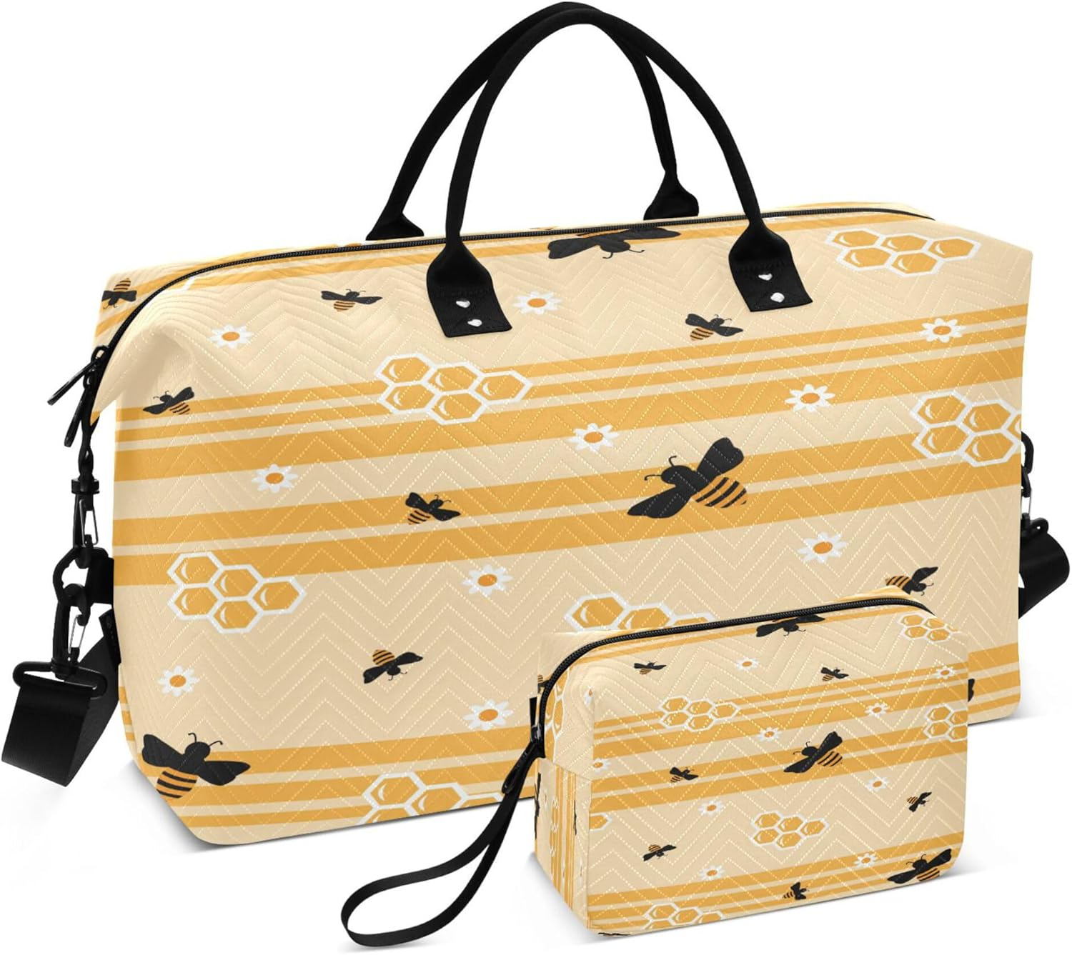 Caihoyu Large Bag Workout Bag Travel Weekender Gear Bag with Adjustable Strap for Trekking Waterproof Bees Honeycombs and Sunflowers, Multi, One Size, Multi, One Size, Modern/Fitted image number 6