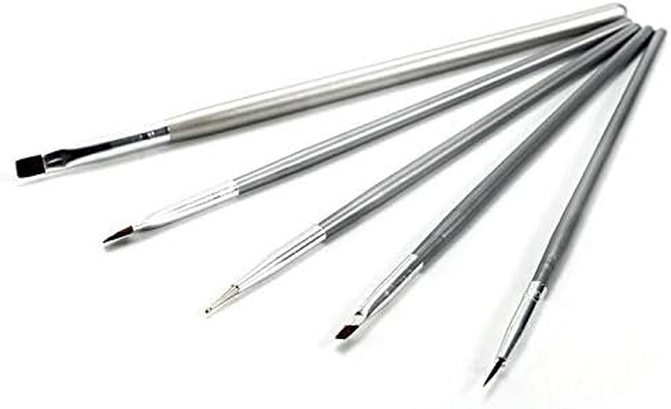 5Pcs/Set Silver Plastic Handel Nail Art Brush Painting Drawing Pen Nail Art Polish Manicure Tool 18Cm Zhengpingpai
