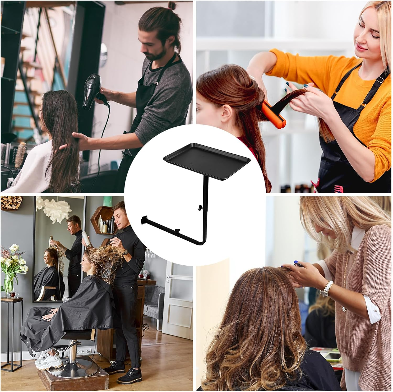 Salon Tray Attached to Chair, Adjustable Height Salon Holder, Barber Chairs Tray, Hair Stylist Attachment Storage Organizer for Hairdressing Tools Combs, Salon Tattoo Spa Equipment Accessories image number 3