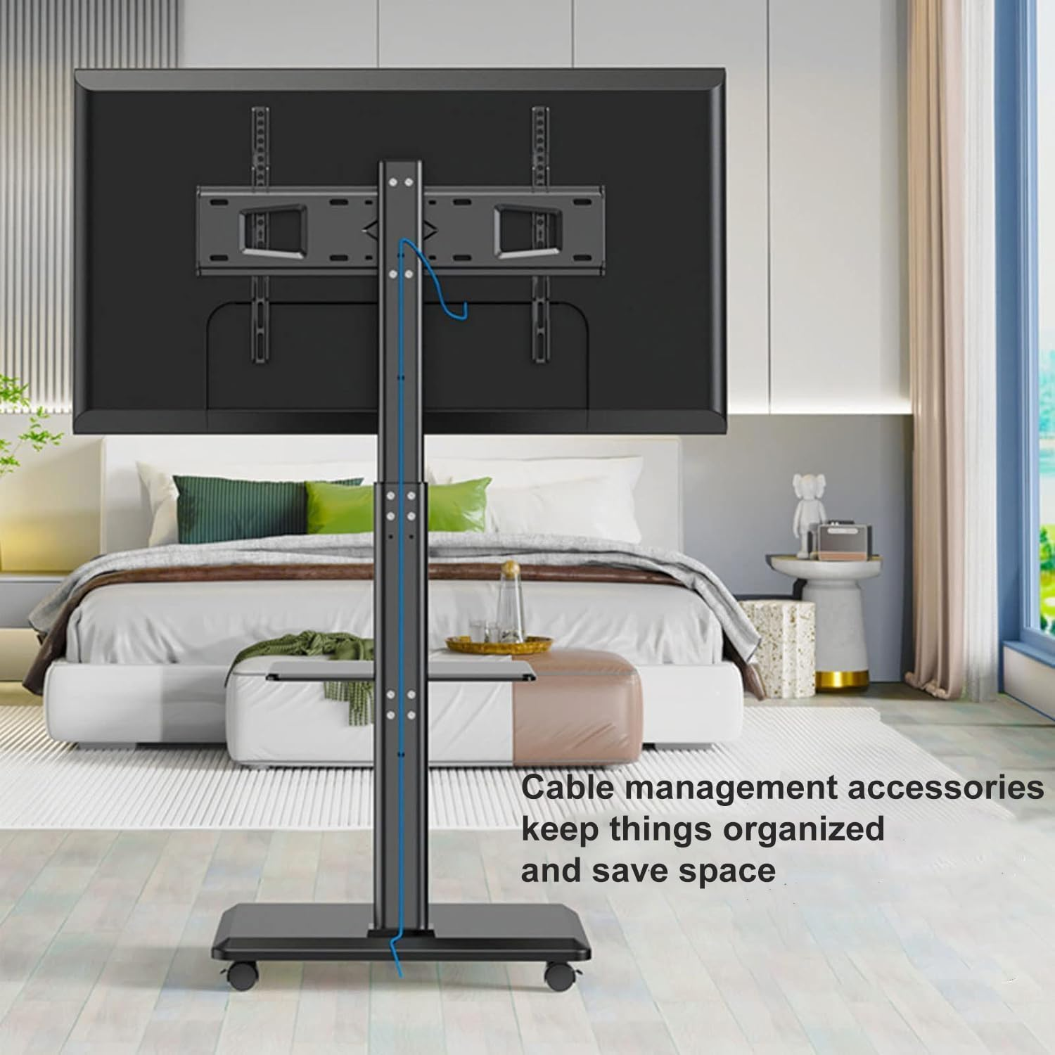 NOAEOU Movable TV Stand with Wheels,Suitable 26-70 Inch Screen TV Stands,Tv Table,Mobile TV Floor Stand,Swivel & Height Adjustable,For Family Living Room Bedroom Meeting (Black AU) image number 6