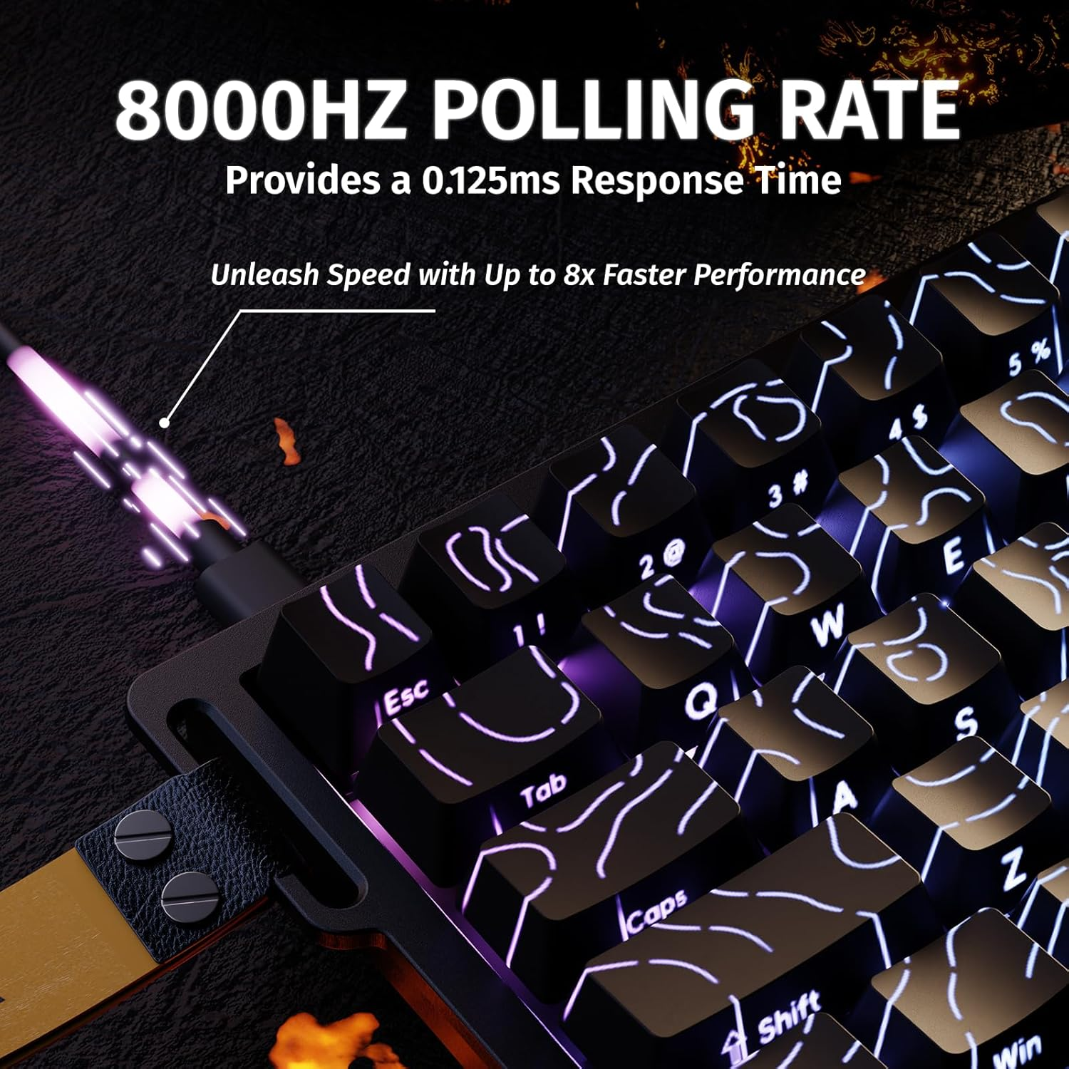 ATTACK SHARK X68 HE 8000Hz Rapid Trigger Keyboard, 0.01 Mm RT Accuracy, Wired RGB 60% Gaming Keyboard with Magnetic Switches, Adjustable Actuation, Snap Tap, for Pc/Mac (Blackline) image number 2