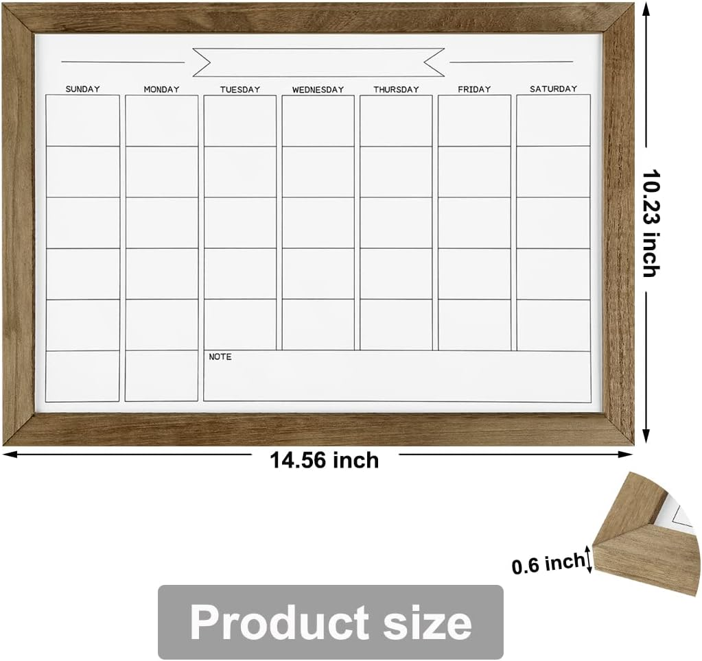 TORASO Dry Erase Monthly Calendar Board, Magnetic Whiteboard for Wall, Office/School/Home, Wood Frame Hanging Board for Kitchen Grocery List/Drawing/Memo, 10.5"X 14.5"(YL-RB-2737-B) image number 6