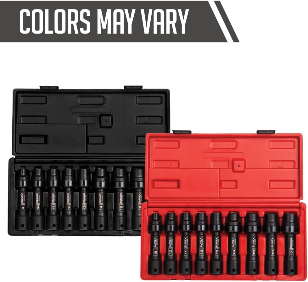 SUNEX TOOLS 2695, &frac12; Inch Drive Driveline Limited Clearance Socket Set, 12-Point, 9-Piece, Metric, 8Mm-17Mm, Cr-Mo Steel, Heavy Duty Storage Case image number 2