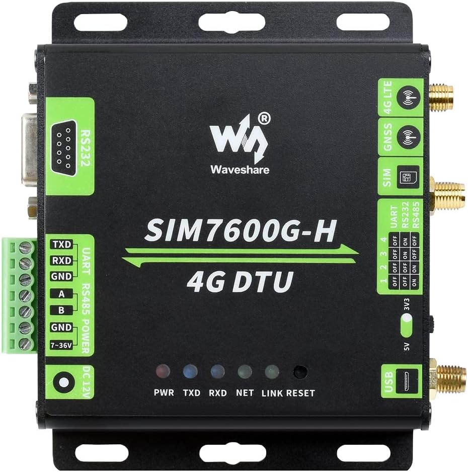 Waveshare Industrial Grade SIM7600G-H 4G DTU USB UART/RS232/RS485 Multi Interfaces Communication LTE Global Band Support image number 6