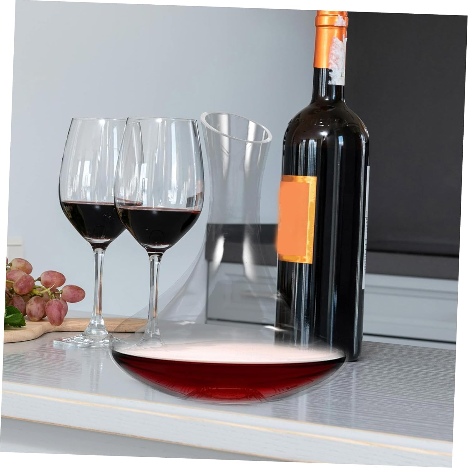 Mobestech 1Pc Lead Glass Wine Decanter Elegant Transparent Design for Quick Aeration Household Beverage Container Stylish Barware Addition image number 6