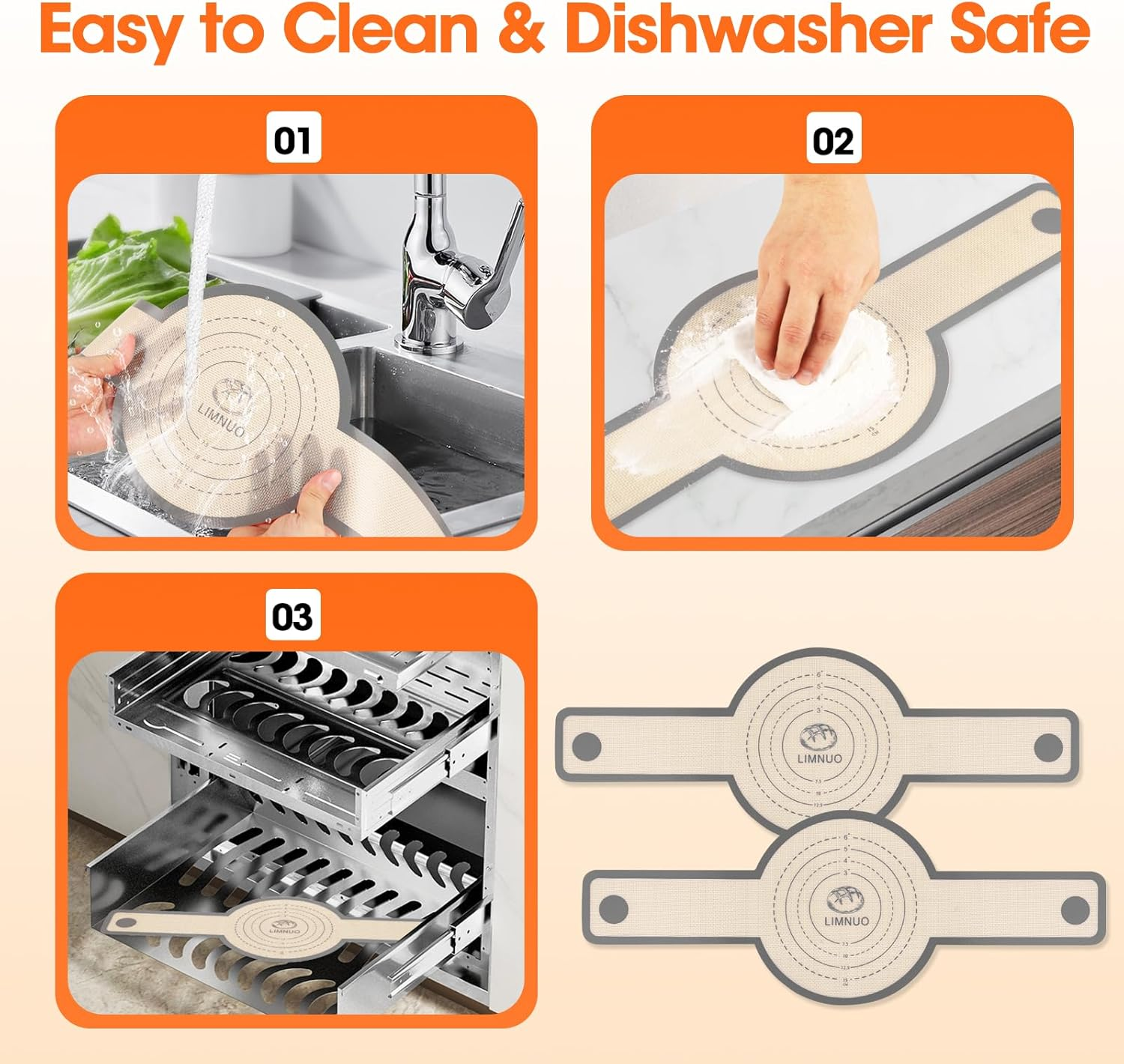 Silicone Bread Sling - Features a Long Handle Design, round Shape, Non-Stick & Durable,And Reusable Baking Bread Mat, Suitable for Dutch Ovens, Easy to Move (Grey) - Grey image number 6