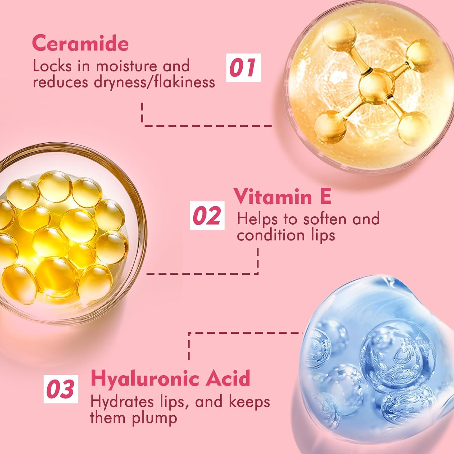 KIMUSE Tinted Lip Butter Hydration Balm Trio, 6 Flavored Shades Hydrating Plumping Gloss with Sheer Tint, Non-Sticky | Vegan Lip Care Makeup for Dry Lips & Daily image number 2