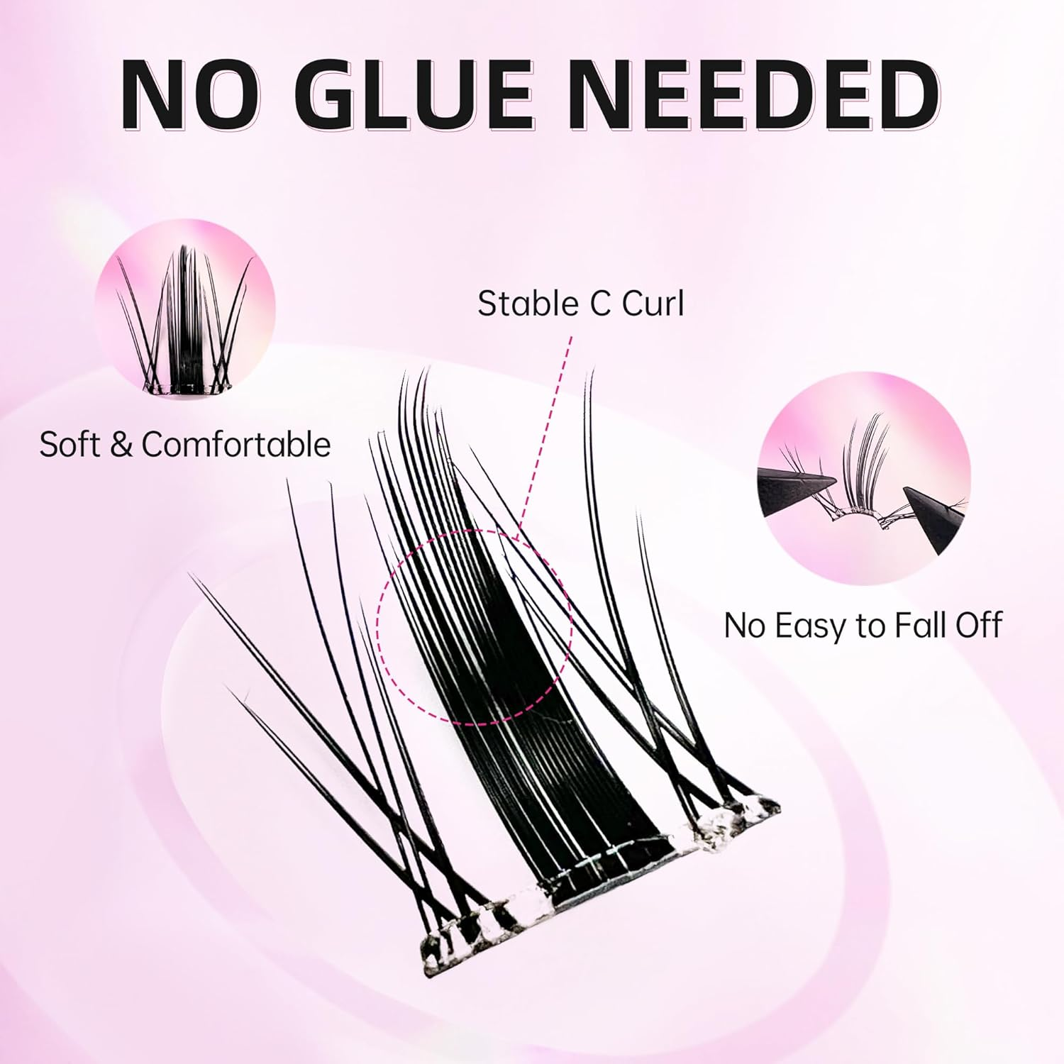 Beauty7 Self-Adhesive Eyelashes Clusters Lash Press on Reusable Self-Adhesive Eyelash Clusters No Glue No Remover 1 Step Lashes Pre Glued Cluster Lashes (Peacock Plume) image number 6