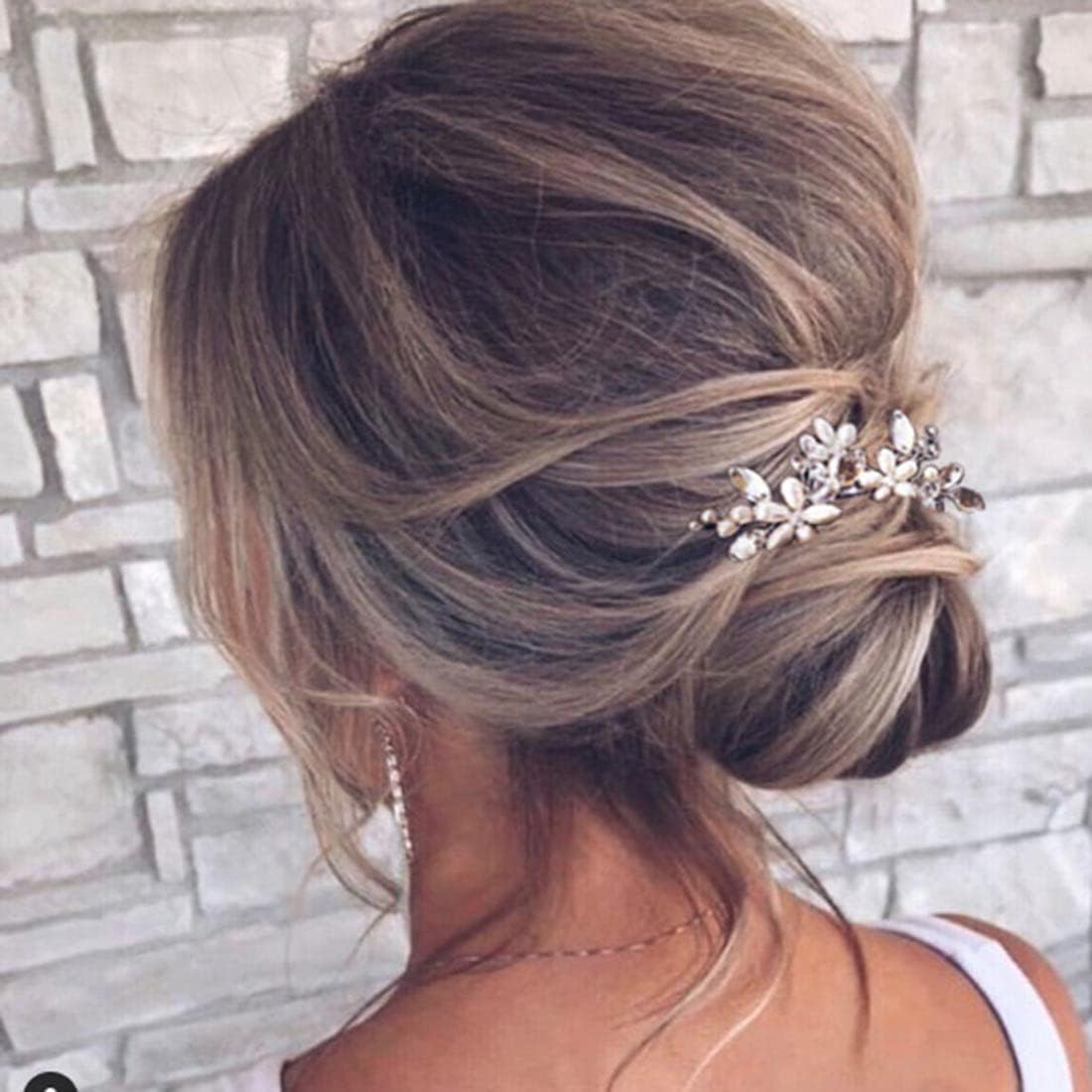 SINLOV Hair Pins for Bridal Flower Wedding Crystal Hair Accessories Headpiece Bridesmaid Pearl Hair Accessories for Women (Gold) image number 2