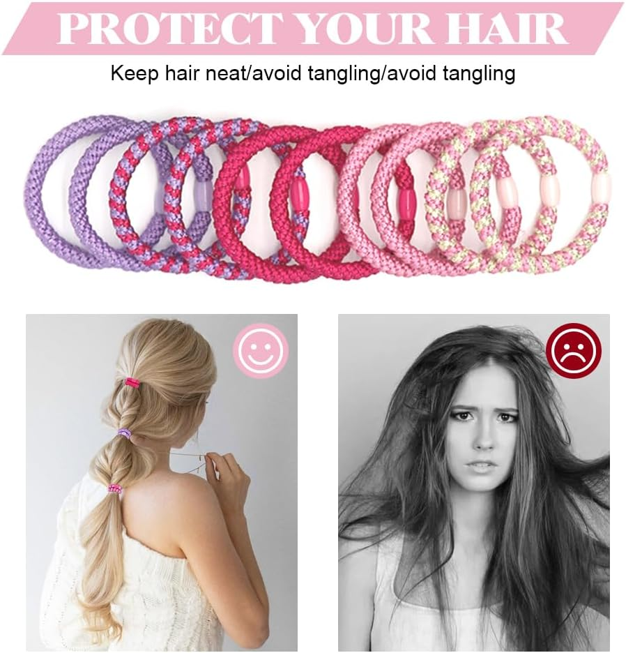 HMCEY Pack of 10 Women'S Hair Bobbles Scrunchies Colourful Tie Hair Elastics Ponytail Holder Hair Bands Multicoloured Suitable for All Hairstyles