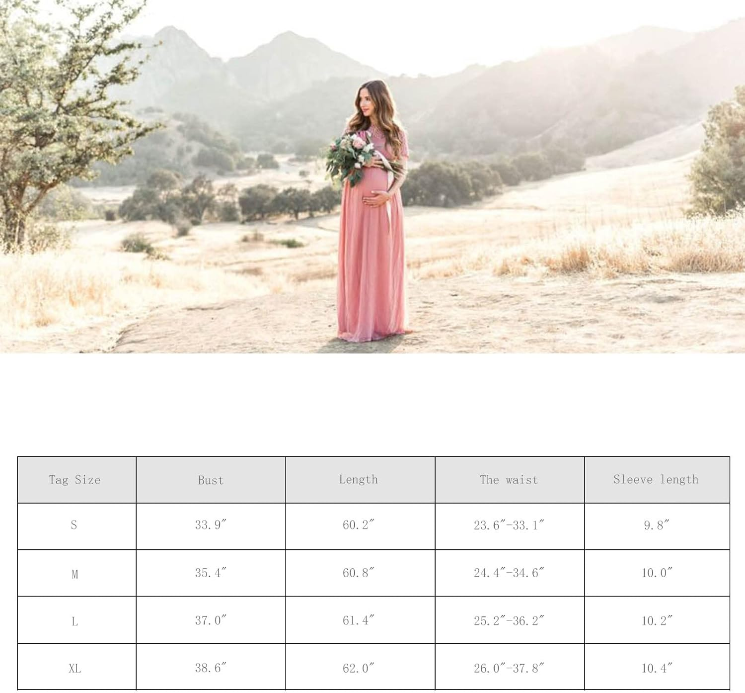 Women Maternity Dress for Photoshoot Lace Ruffle Short Sleeve Gown Maxi Wedding Pregnancy Photography Dress image number 6