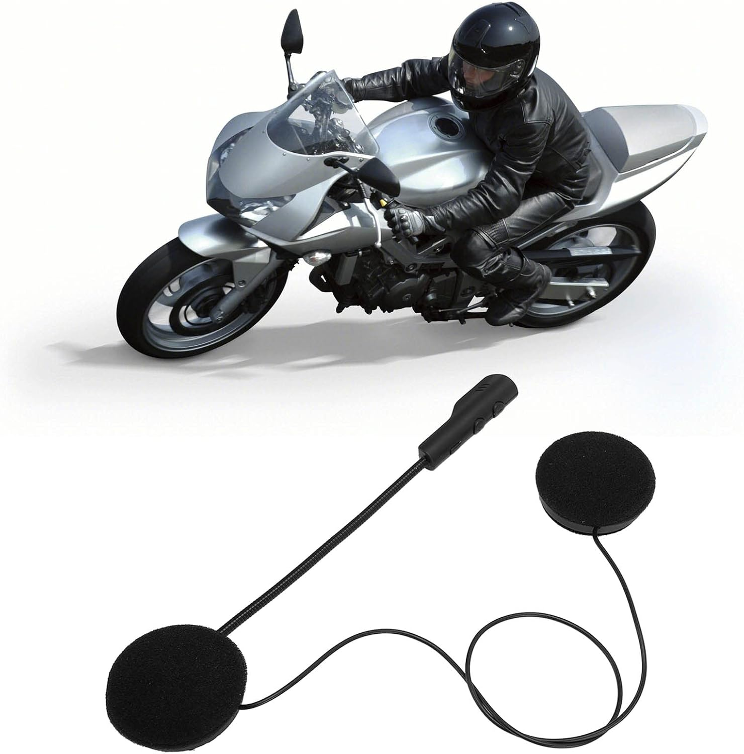 Annadue Motorcycle Helmet Bluetooth Headset, Motorcycle Headset Bluetooth 5.0 Headphones with Stereo Sound Hands-Free Car Answer Motorcycle Helmet Speaker for Sports Cycling Riding Skiing image number 1