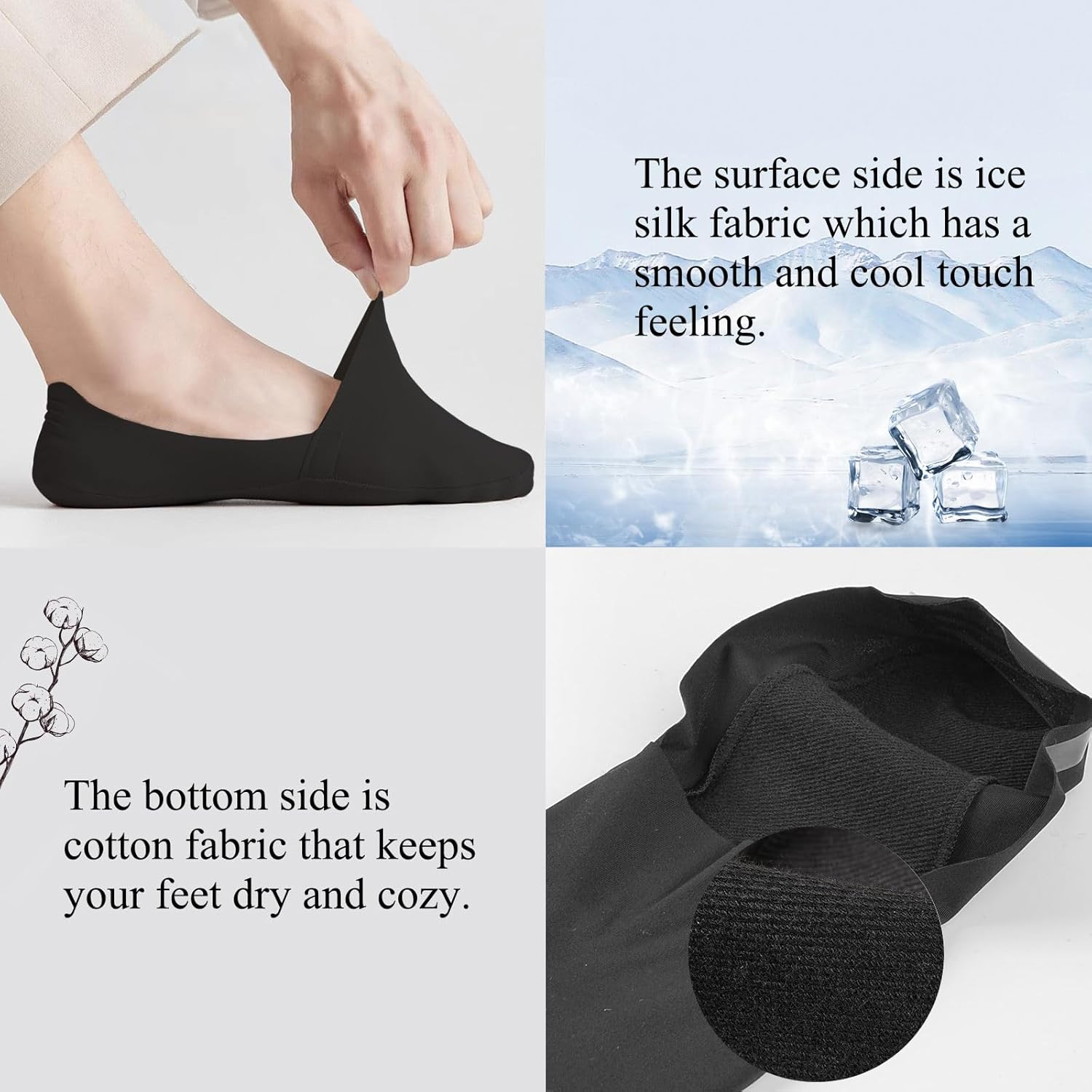 Mens Invisible Trainer Socks, No Show Socks Women Non Slip Nylon Hidden Shoe Socks Lightweight for Summer, 6 Pairs image number 6