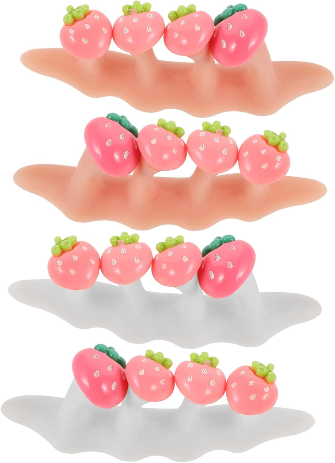 2 Sets Silicone Toe Separators for Pedicure Soft Comfortable Toe Spreaders with Strawberry Beads Decor for Nail Art Salon and Home Use image number 5