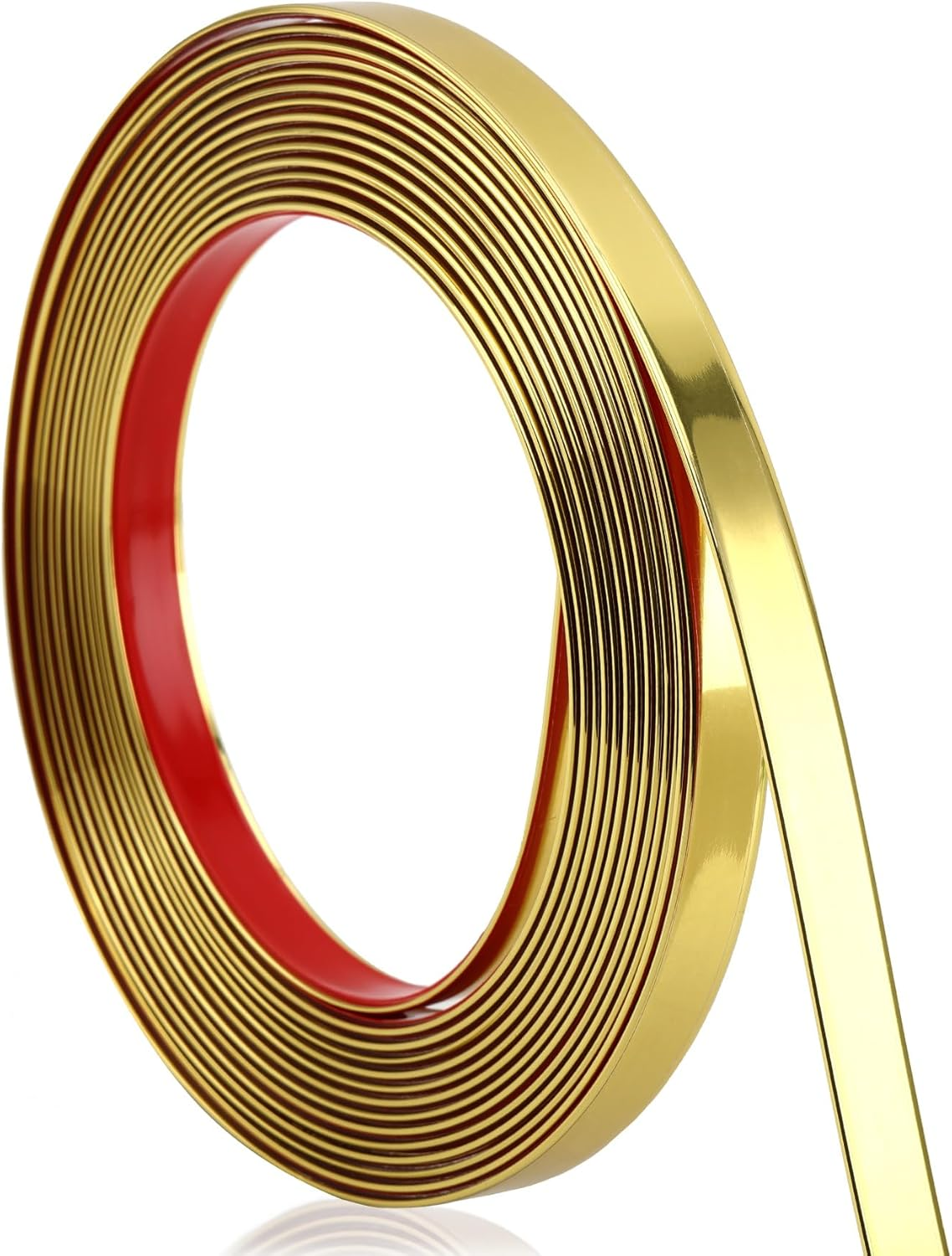 Soengsau Matte Gold Finish Molding Trim, 5M (L) X 1Cm (W) Peel and Stick Decoration Strip for Ceiling, Wall, Tile Edge, Furniture Cabinet, Mirror