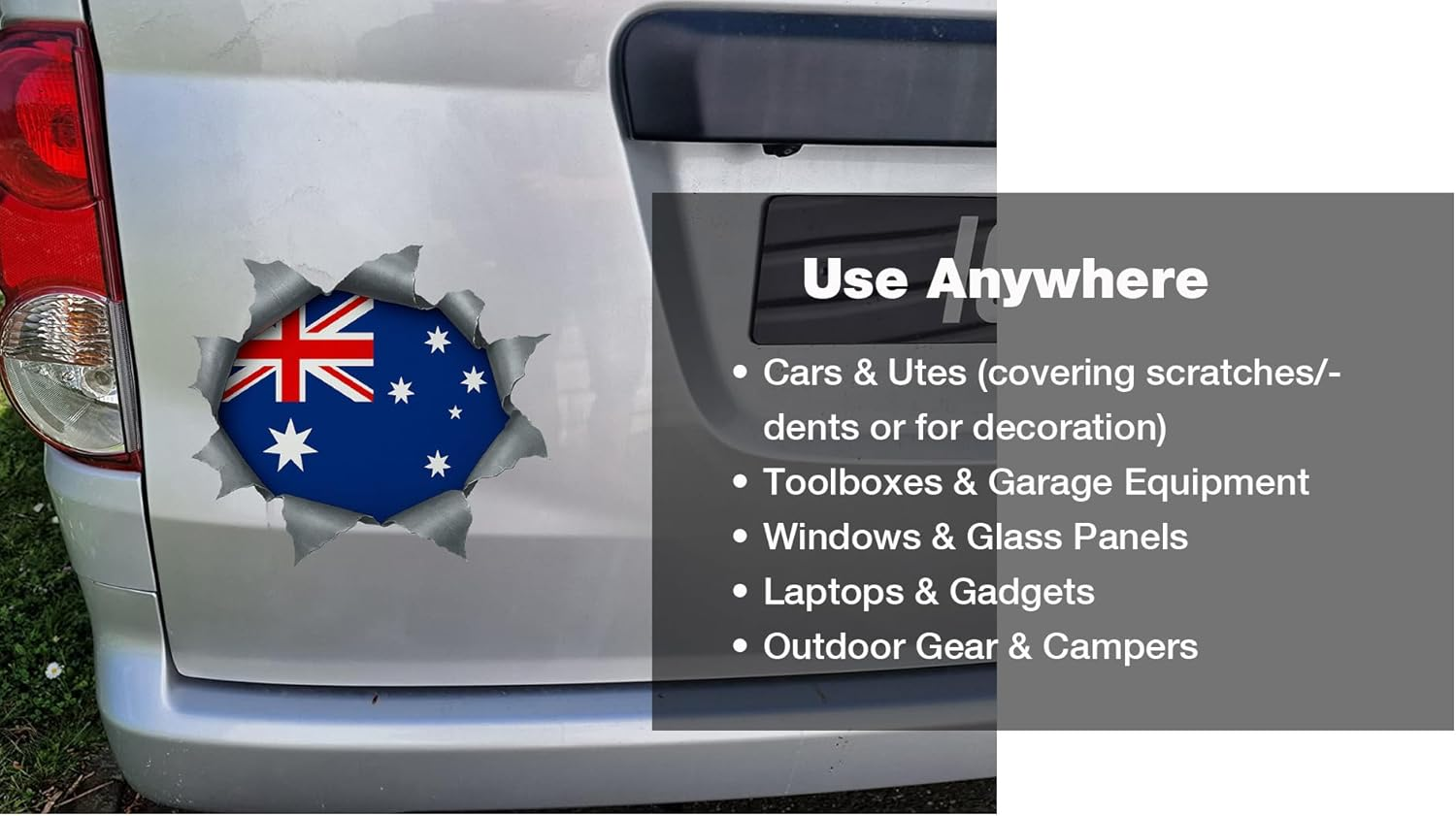 Australian Ripped Metal Flag Car Sticker &ndash; 21Cm X 20Cm Decal | Weatherproof 5-Year Outdoor Vinyl | Bubble-Free Application | Covers Scratches & Dents | Aussie Pride for Cars, Windows, Toolboxes image number 2