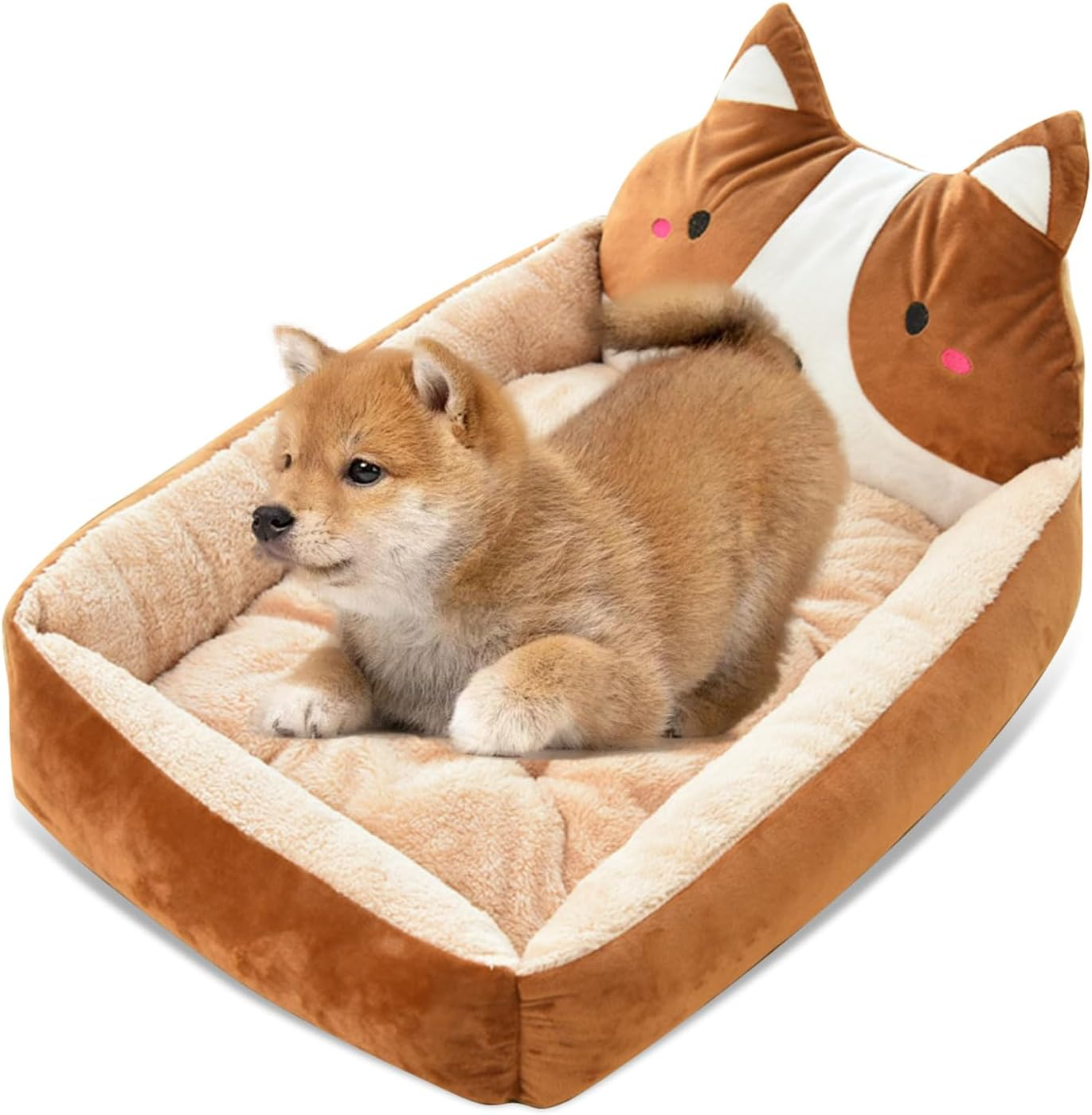 PETCUTE Dog Beds Washable Dog Cushion Warm Dog Sleeping Area Fluffy Square Dog Beds for Small Medium Large Dog Cat