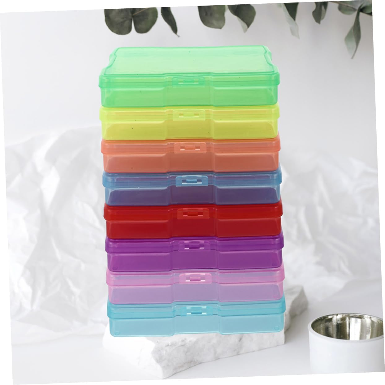 LALAFINA 10Pcs Plastic Photo Storage Boxes and Postcards Organizer Containers Lid, Mixed Color Craft Storage Case for Jewelry and Electronic Components, Suitable for Home and Office Use image number 2