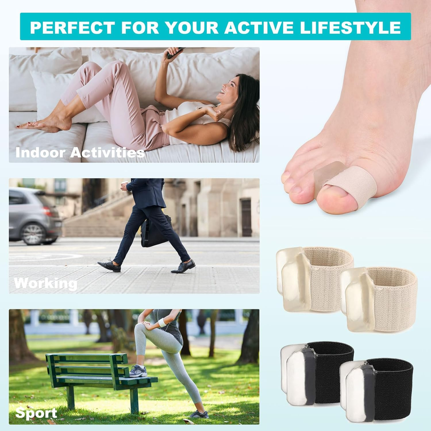 8 Pack Big Toe Spacer, Bunion Corrector for Women Men, Toe Separators for Overlapping Toes & Bunion Pain Relief image number 2