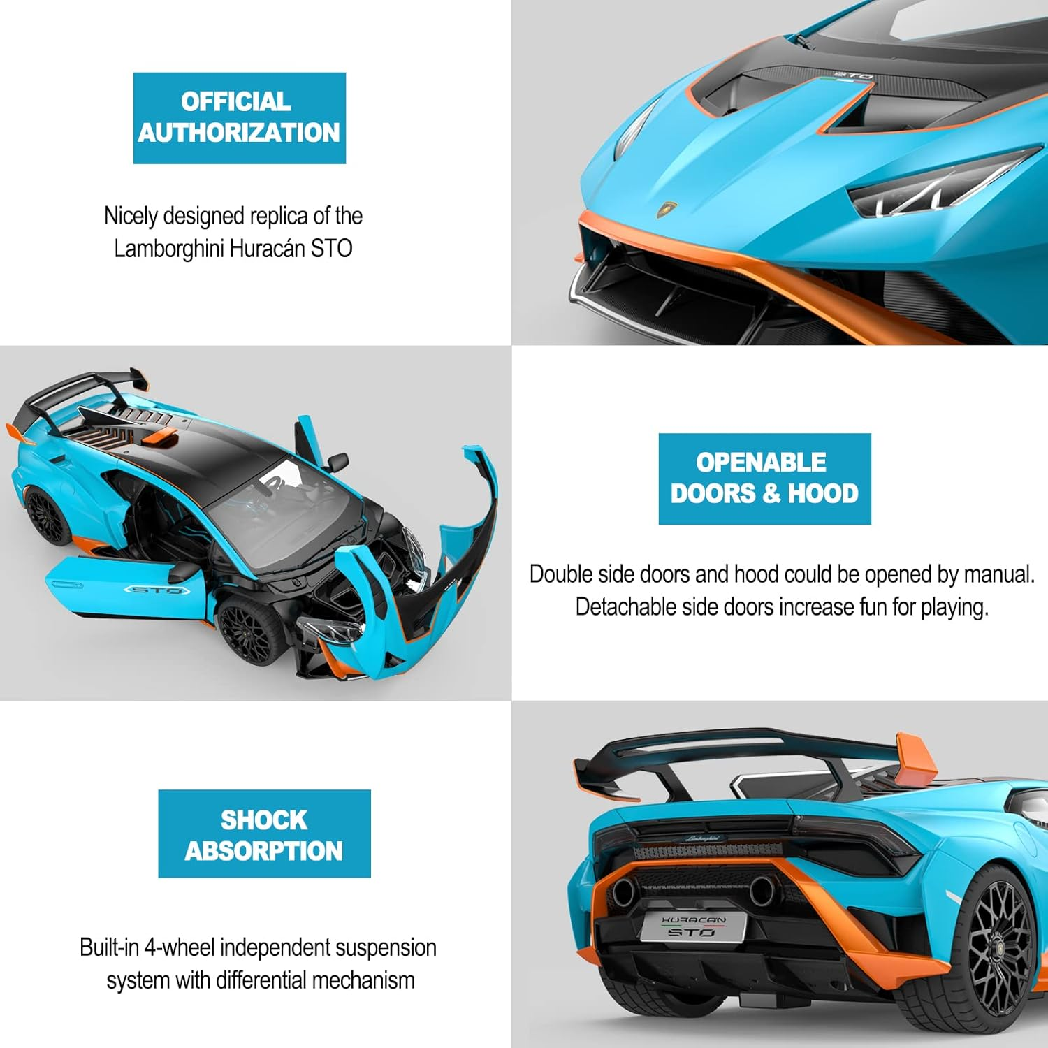 Lamborghini RC Car Rastar 1:14 Lamborghini Hurac&aacute;n STO Remote Control Car Blue Toy Car image number 4