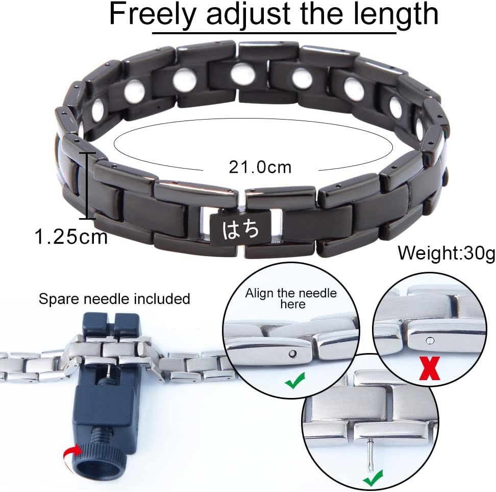 Magnetic Therapy Bracelet Magnetic Bracelet Men'S Bracelet Titanium Bracelet Fashion Bracelet Non-Allergic (21Cm)