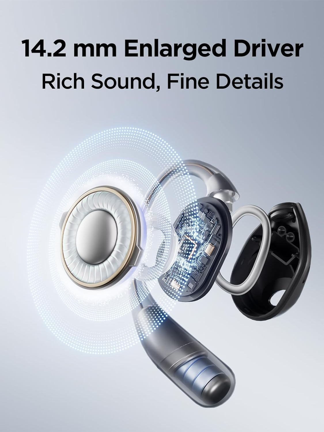 1MORE S31 Open Ear Earbuds, Bluetooth 5.3 Headphones, Sports Earbuds Split Design with Ear Hooks, Wireless Earbuds with 4 Microphones for Clear Calls, 8.2G Lightweight Earphones, IPX5, EQ, 30H (White) - White image number 4