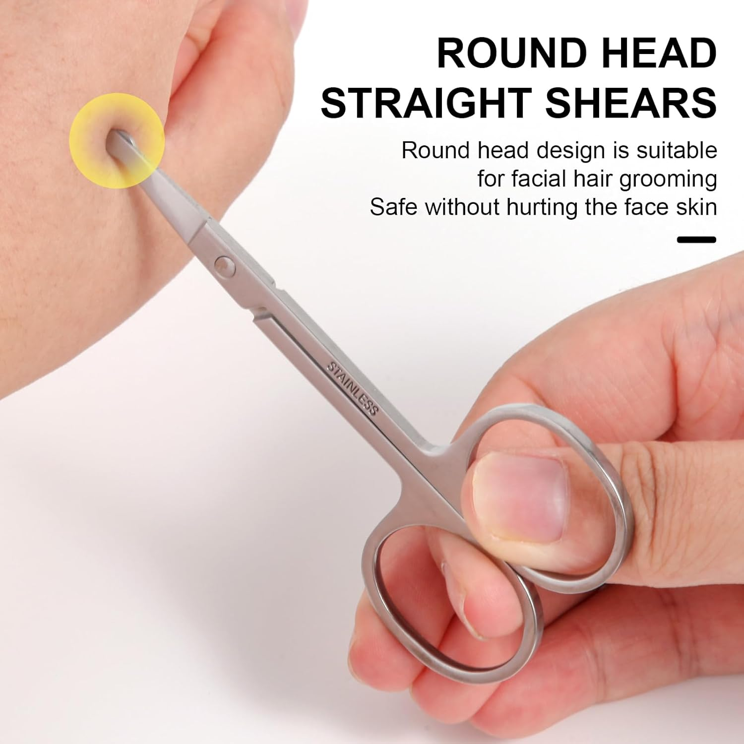 FEITA Mini Nose Hair round Tip Scissors, Men'S Grooming Scissors All Purpose Facial Safety Scissors Cute for Woman Eyebrow, Lash, Mustache, Pubic Hair image number 1